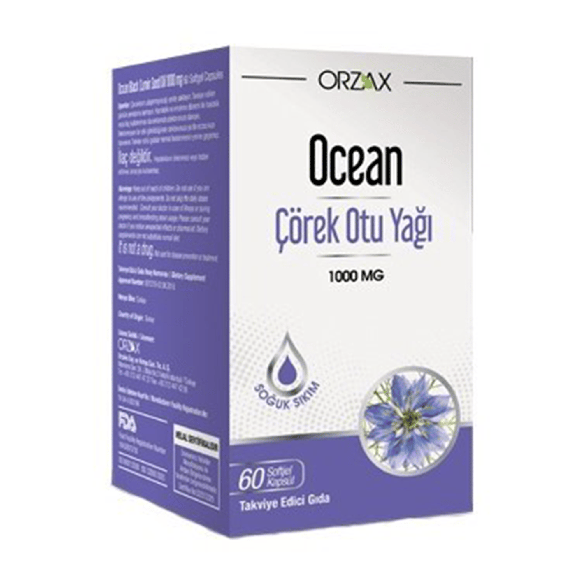 Orzax Ocean Çörek Otu Yağı 1000 mg 60 Kapsül 