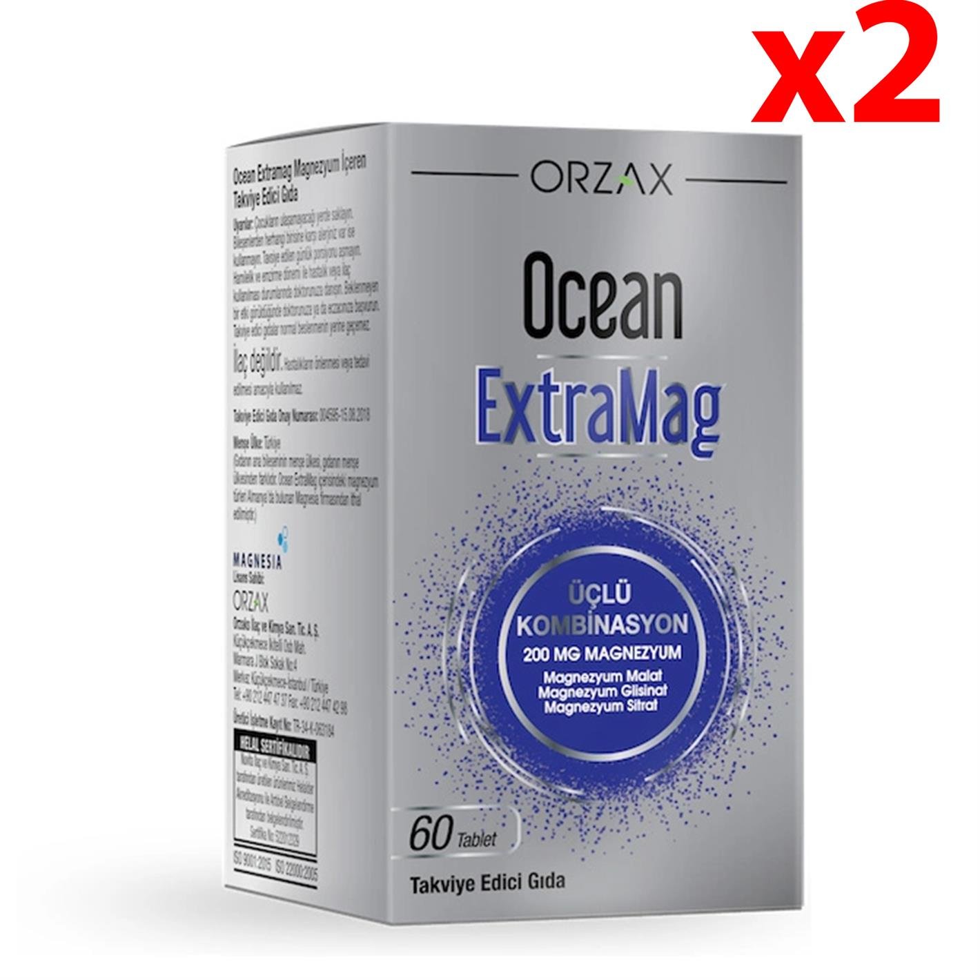 Orzax Ocean ExtraMag Üçlü Magnezyum Kombiasyonu 60 Tablet 2 Adet
