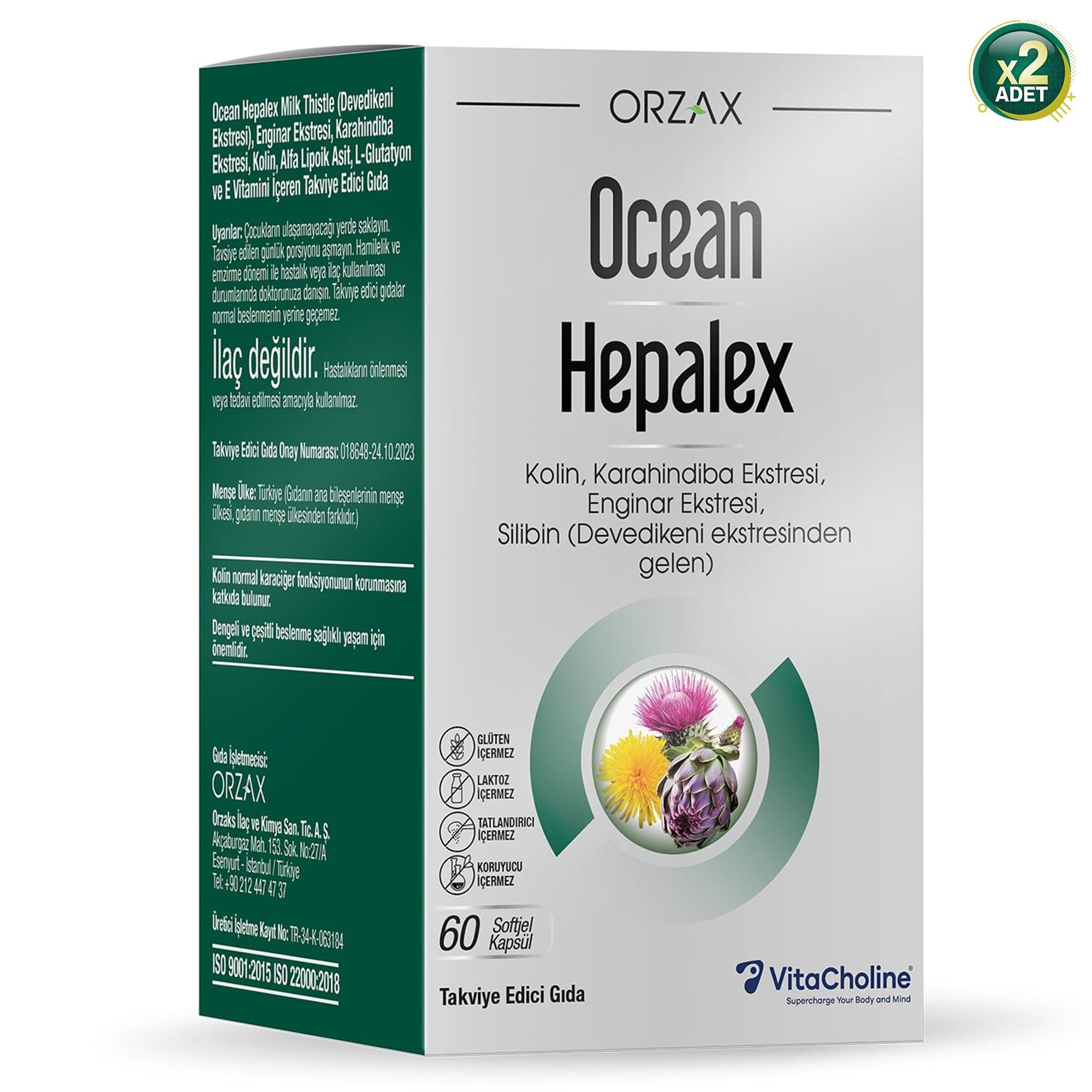 Orzax Ocean Hepalex Takviye Edici Gıda 60 Kapsül 2 Adet