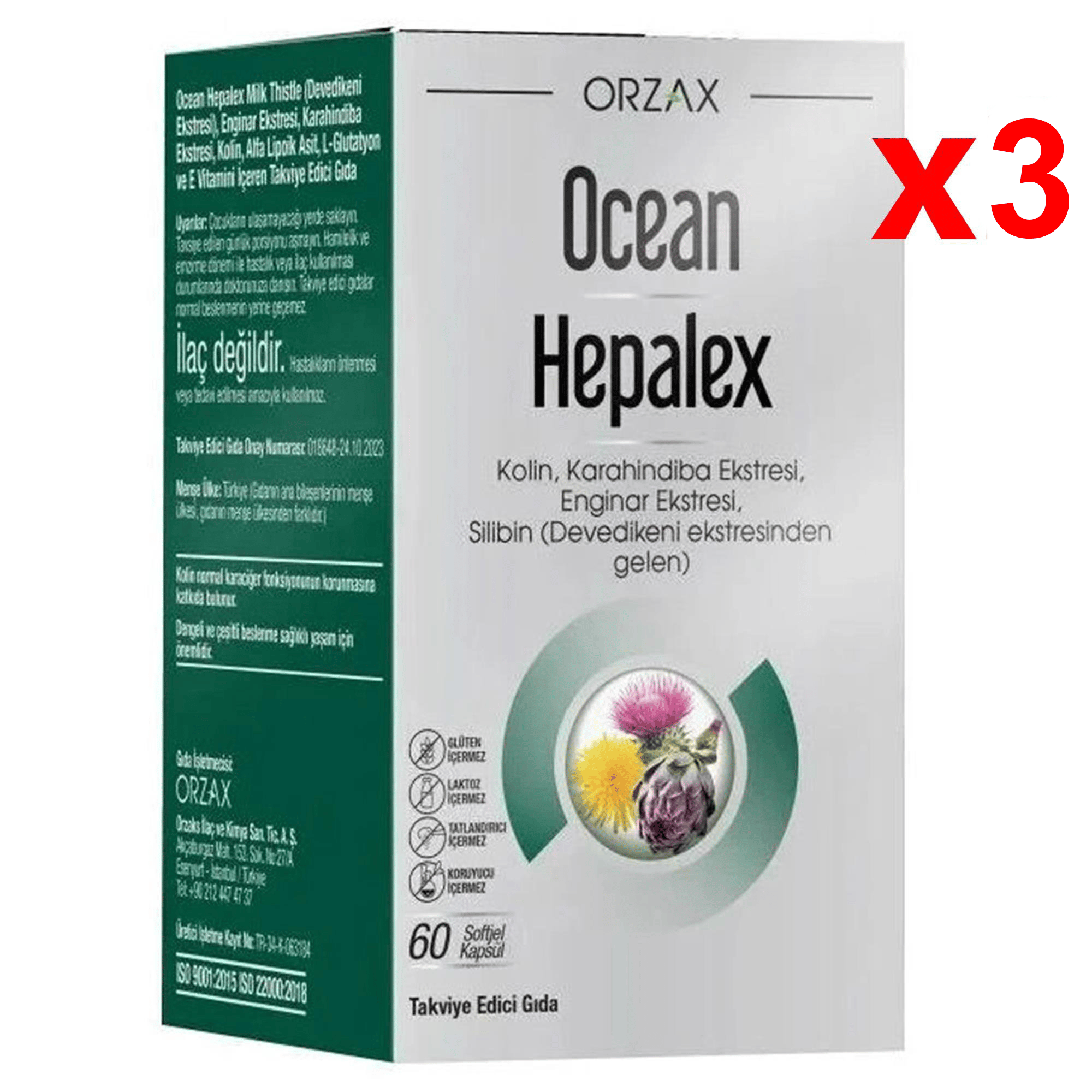 Orzax Ocean Hepalex Takviye Edici Gıda 60 Kapsül 3 Adet