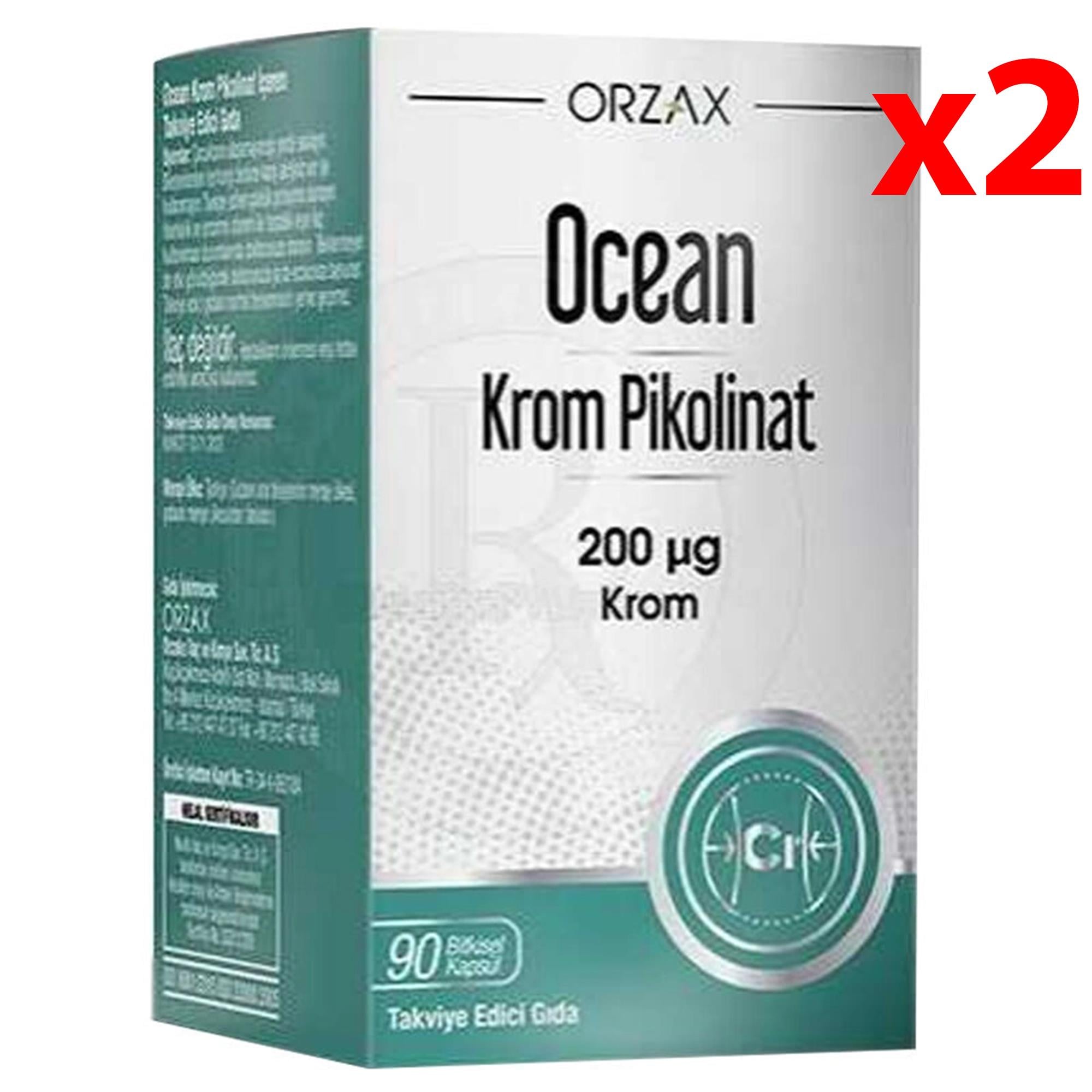 Orzax Ocean Krom Pikolinat 90 Bitkisel Kapsül 2 Adet