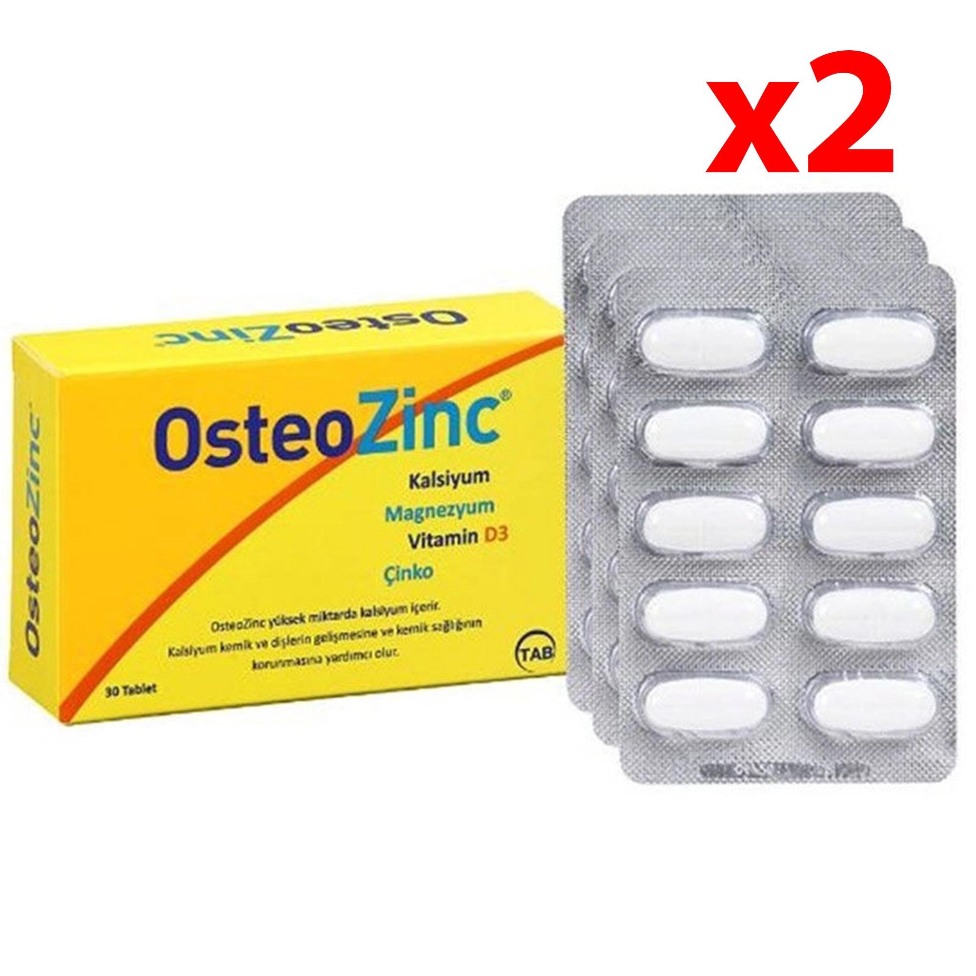 Osteozinc Takviye Edici Gıda 30 Tablet 2 Adet 