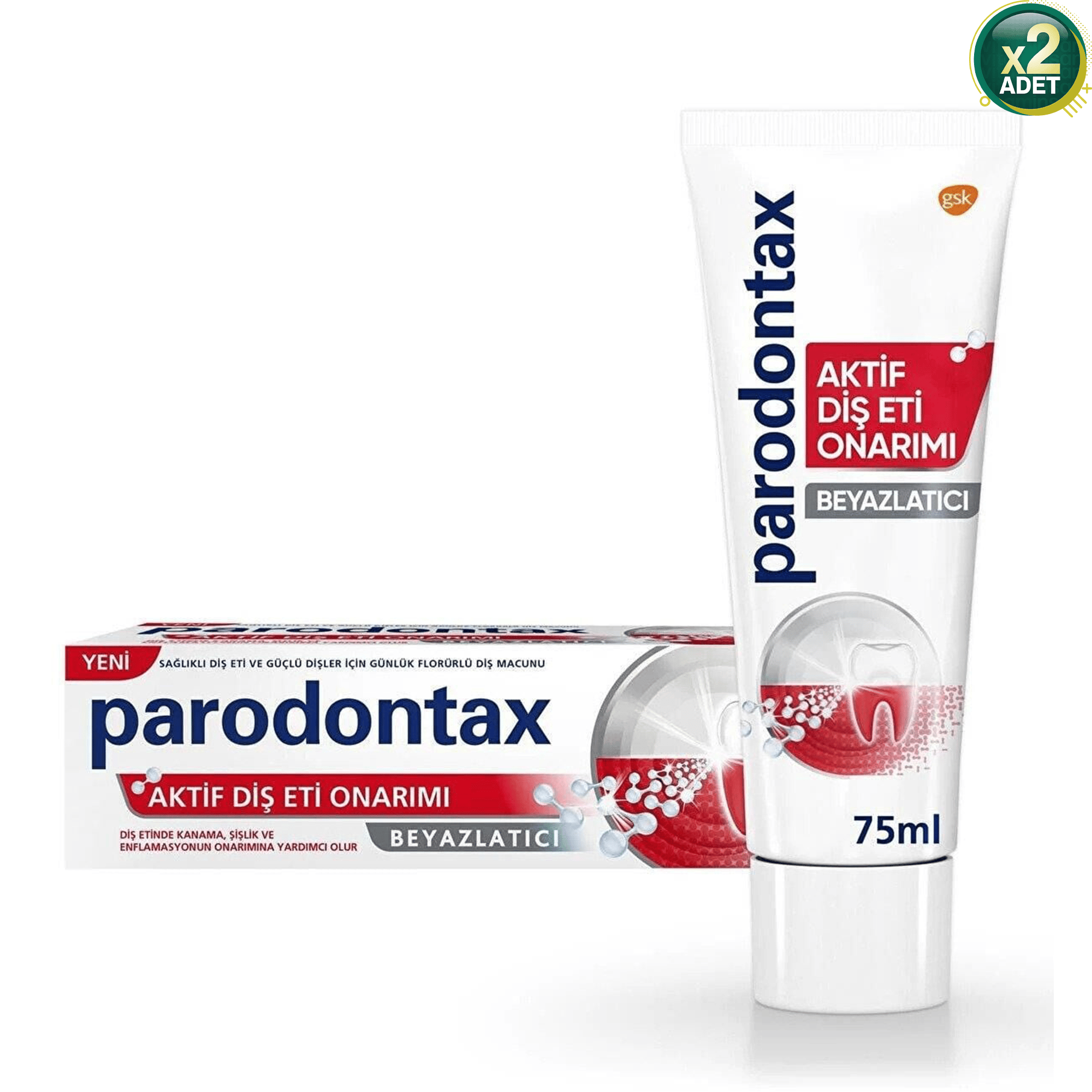 Parodontax Aktif Diş Eti Onarımı Beyazlatıcı Diş Macunu 75 ml x 2 AdetOnarıcı Özellikli