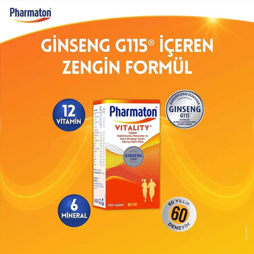Pharmaton Vitality 100 Tablet 3 Adet
