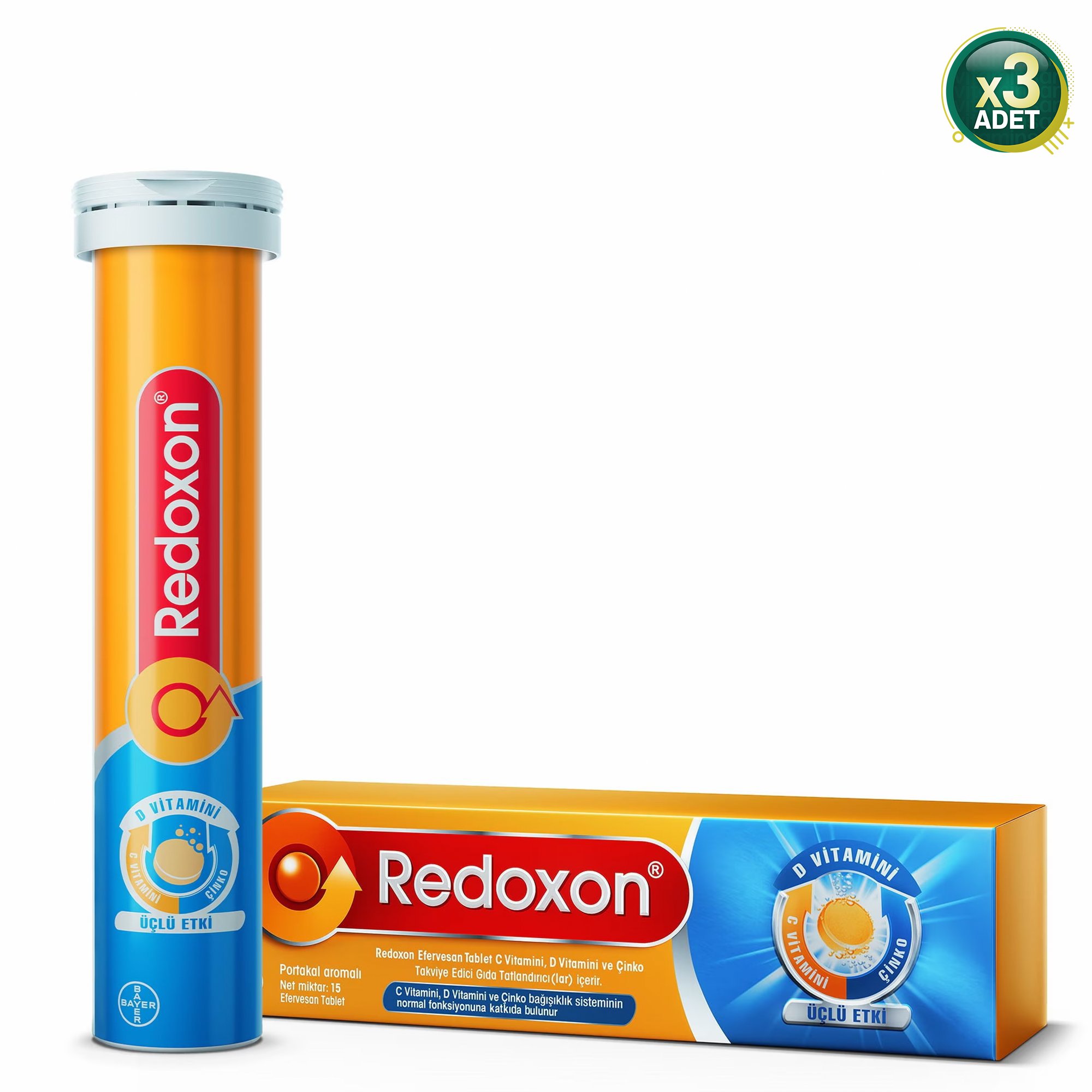 Redoxon Üçlü Etki 1 Takviye Edici Gıda 15 Efervesan Tablet 3 Adet