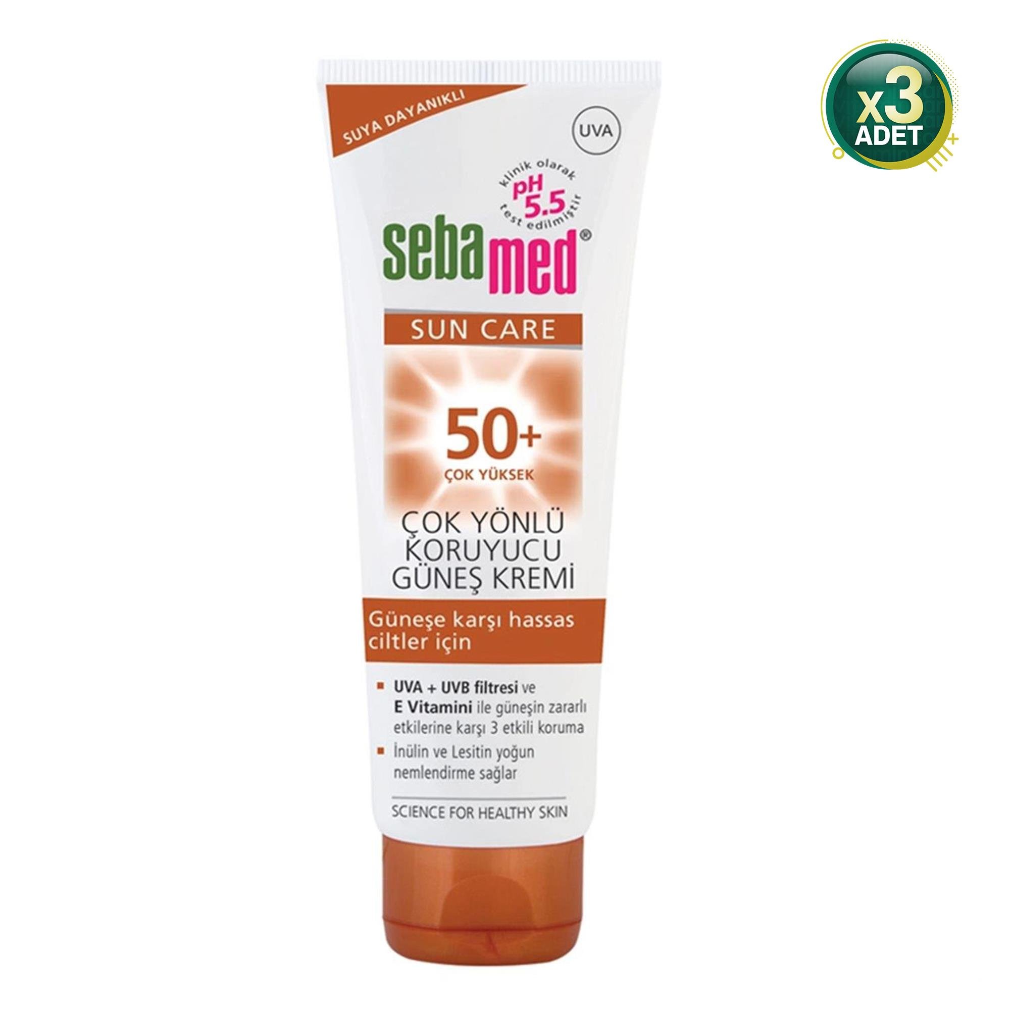 Sebamed SPF 50 Çok Yönlü Koruyucu Güneş Kremi 75 ml 3 Adet