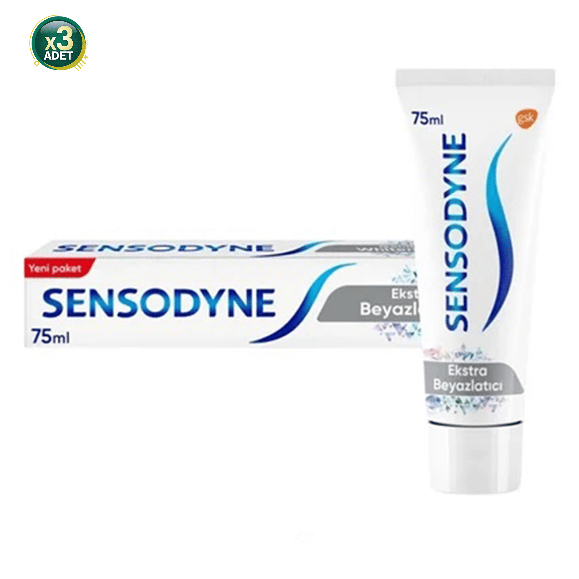 Sensodyne Ekstra Beyazlatıcı Florürlü Diş Macunu 75 ml 3 Adet