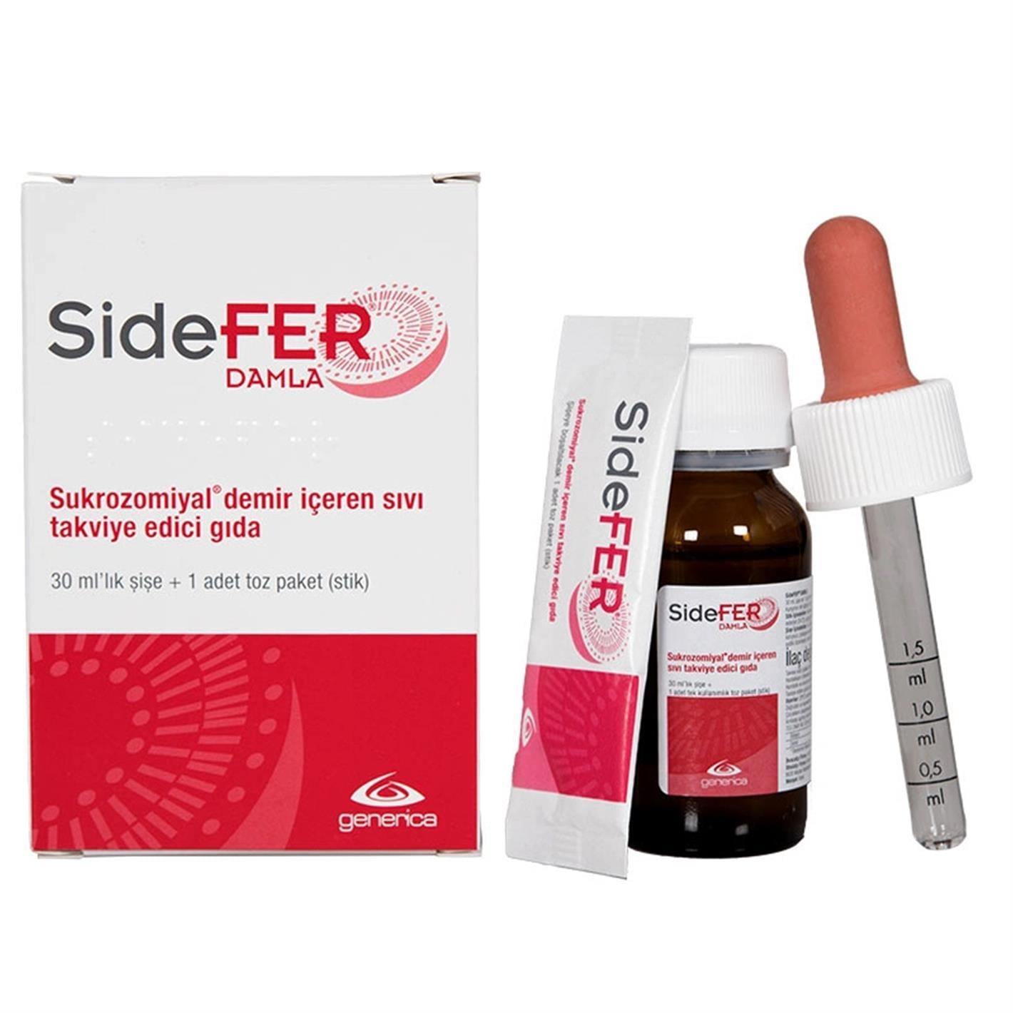 SideFer Damla Takviye Edici Gıda 30ml Şişe + 1 Adet Toz
