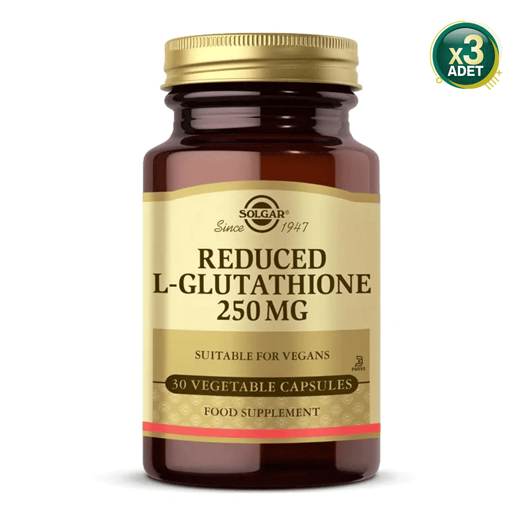 Solgar L-Glutathione 250 mg (Reduced) 30 Kapsül 3 Adet