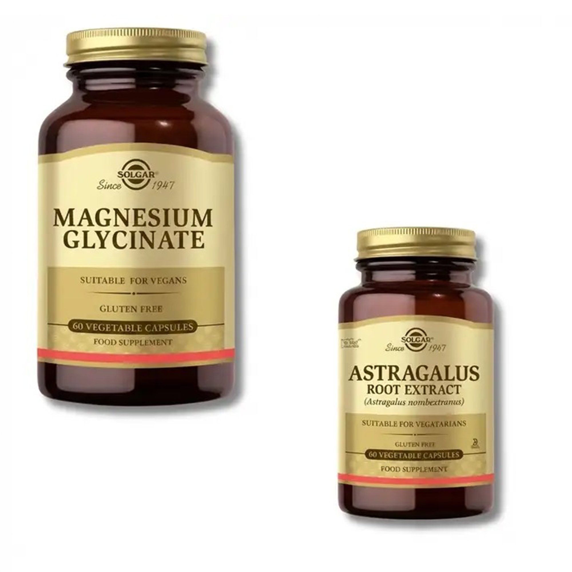 Solgar Magnesium Glycinate 60 Kapsül+Solgar Astragalus Root Extract 60 Kapsül