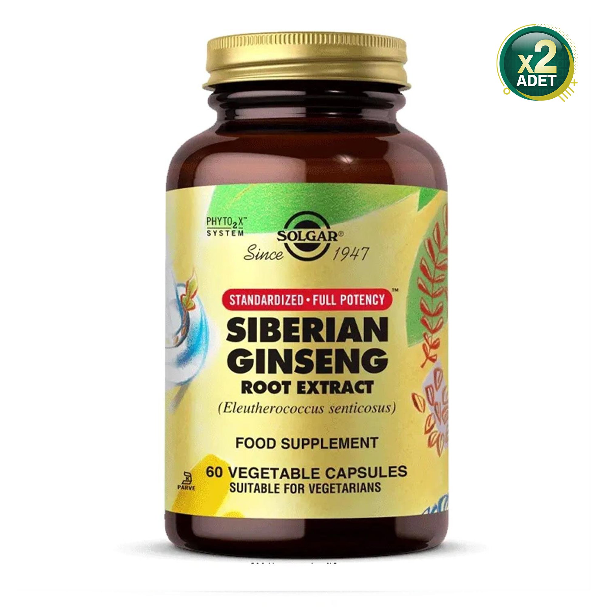 Solgar Siberian Ginseng Root Extract 60 Kapsü 2 Adetl
