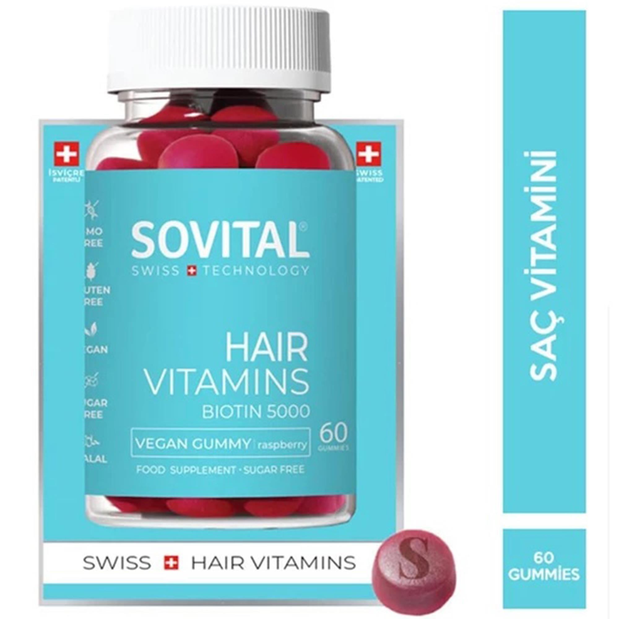 Sovital Hair Vegan Gummy Saç Vitamini 60 Adet