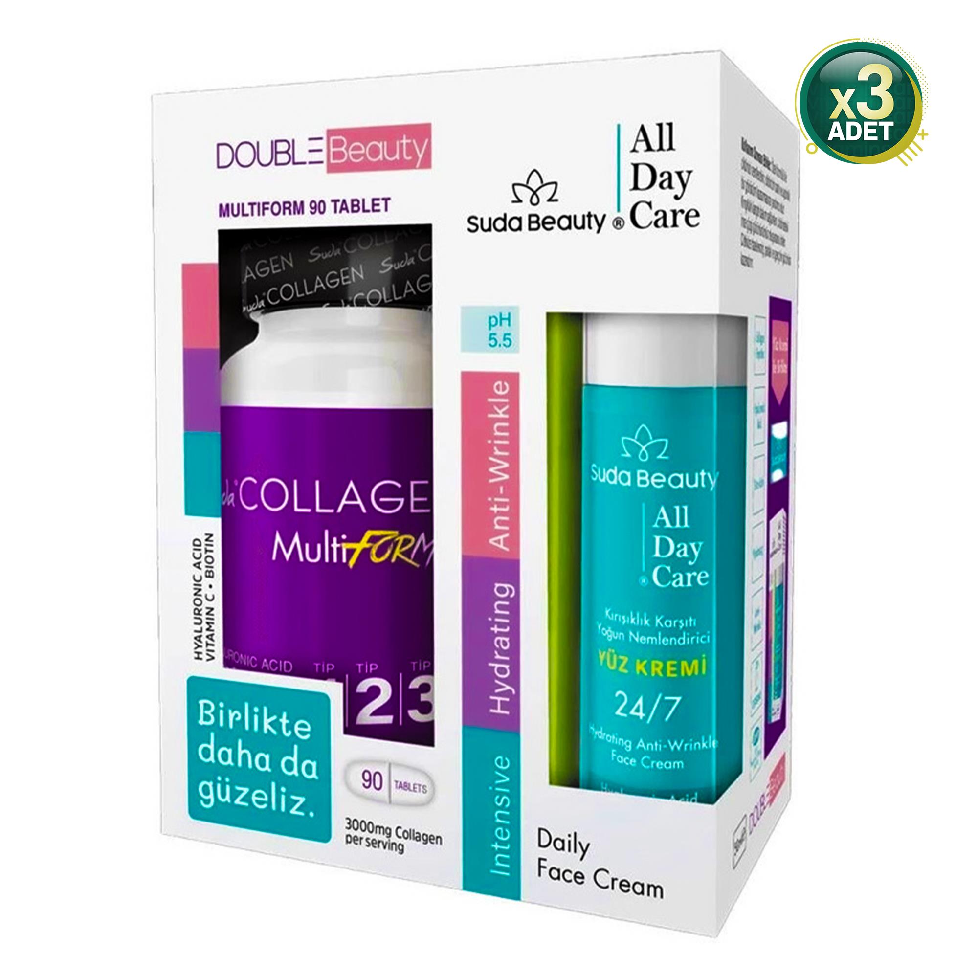 Suda Collagen Double Beauty Multiform Kolajen 90 Tablet 3 Adet 