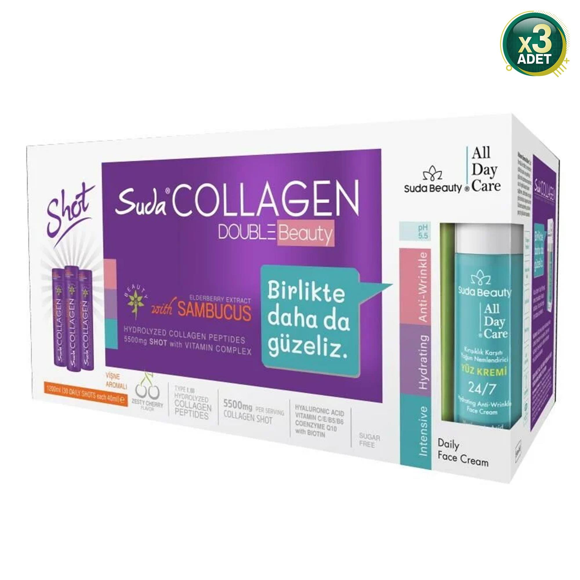 Suda Collagen Double Beauty Sambucus Flavour 30x40ml 3 Adet