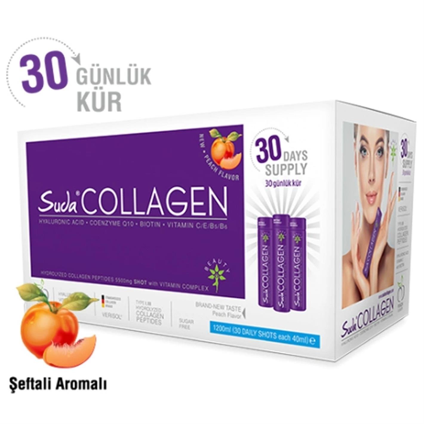 Suda Collagen Şeftali Aromalı Kollajen 30 x 40 ml - 30 Günlük