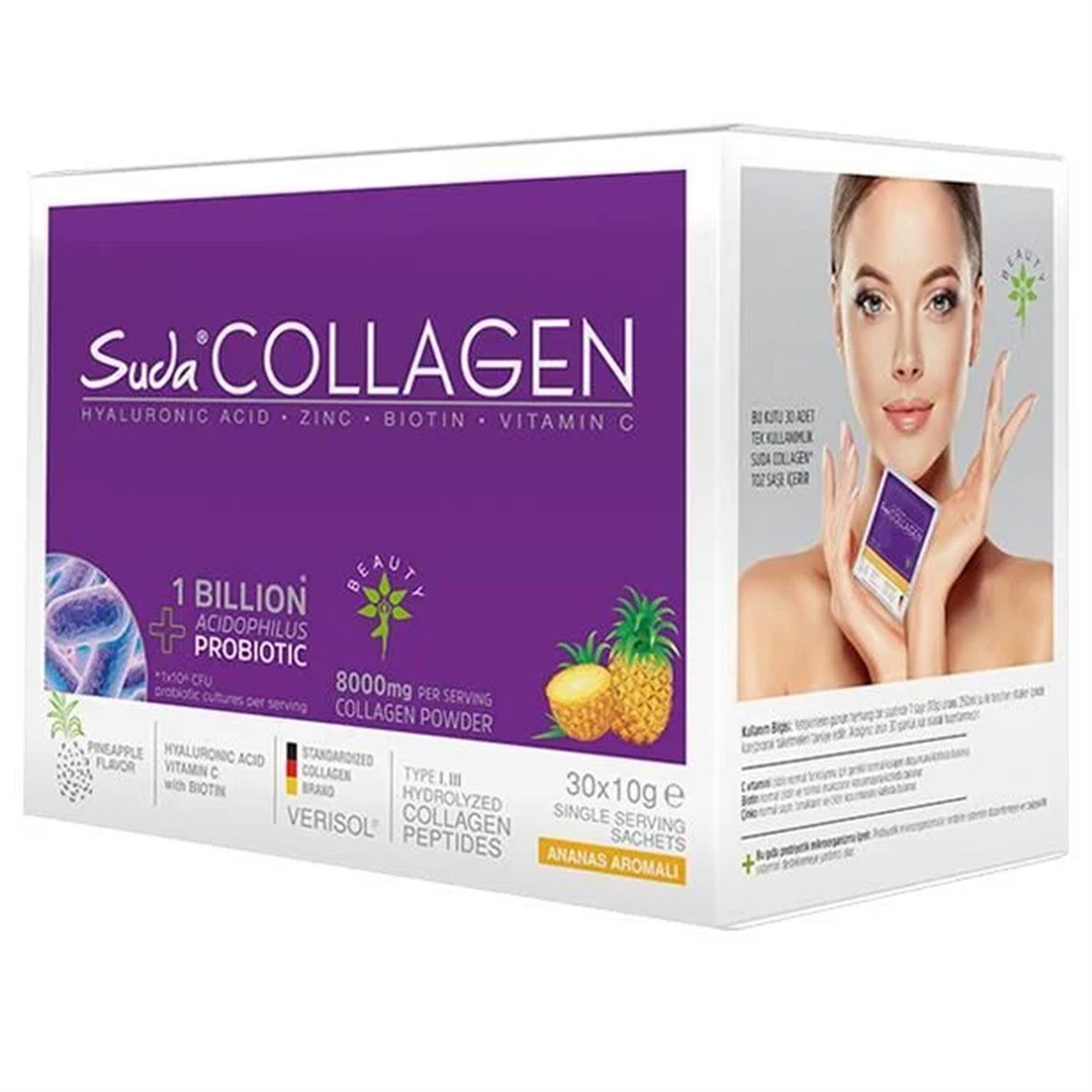 Suda Collagen Takviye Edici Gıda Ananas Aromalı 30 x 10 gr - Toz Saşe