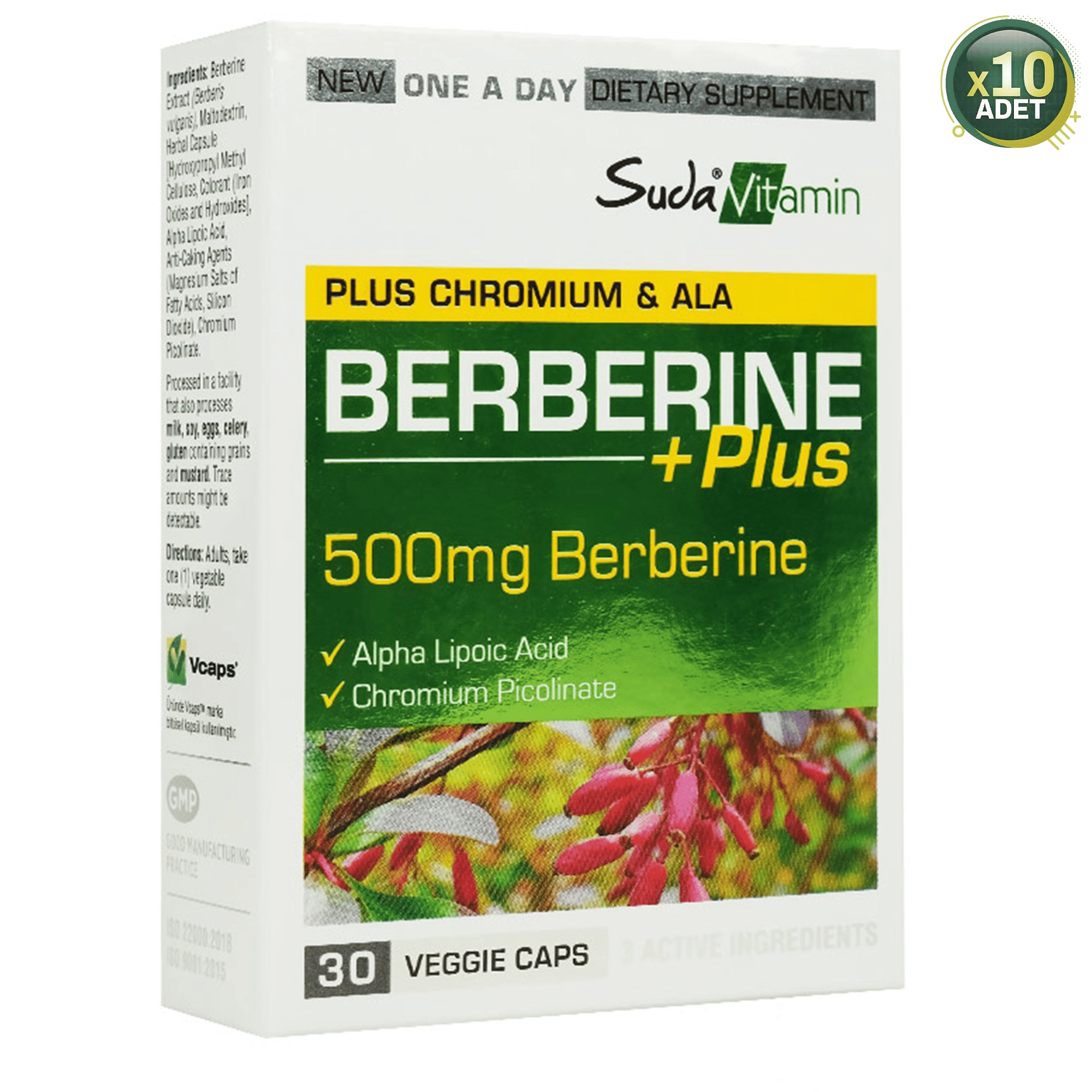 Suda Vitamin Berberine Plus 30 Kapsül 10 Adet