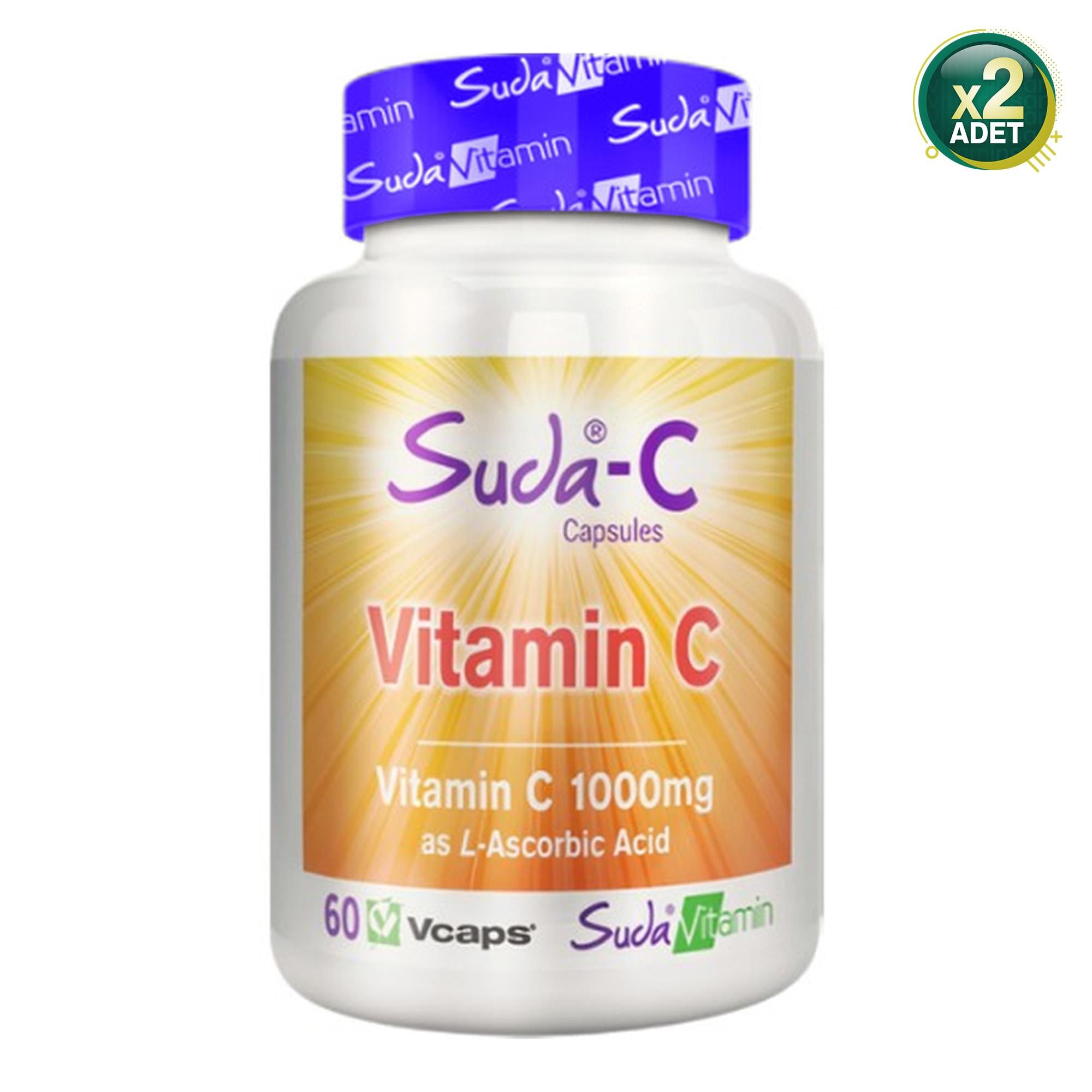 Suda Vitamin Vitamin C 1000mg - Takviye Edici Gıda 60 Kapsül 2 Adet
