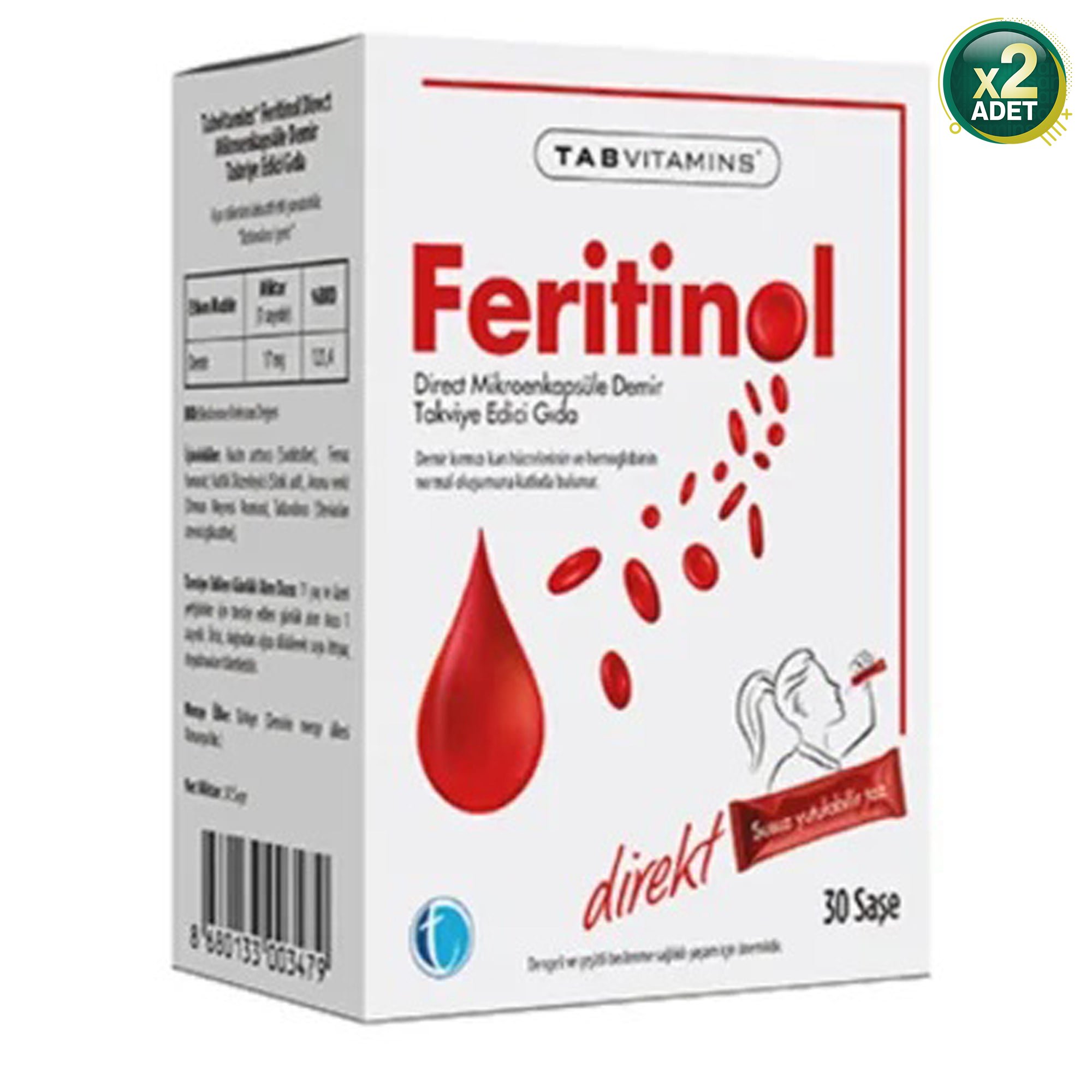 Tab Vitamins Feritinol 30 Direkt Saşe 2 Adet