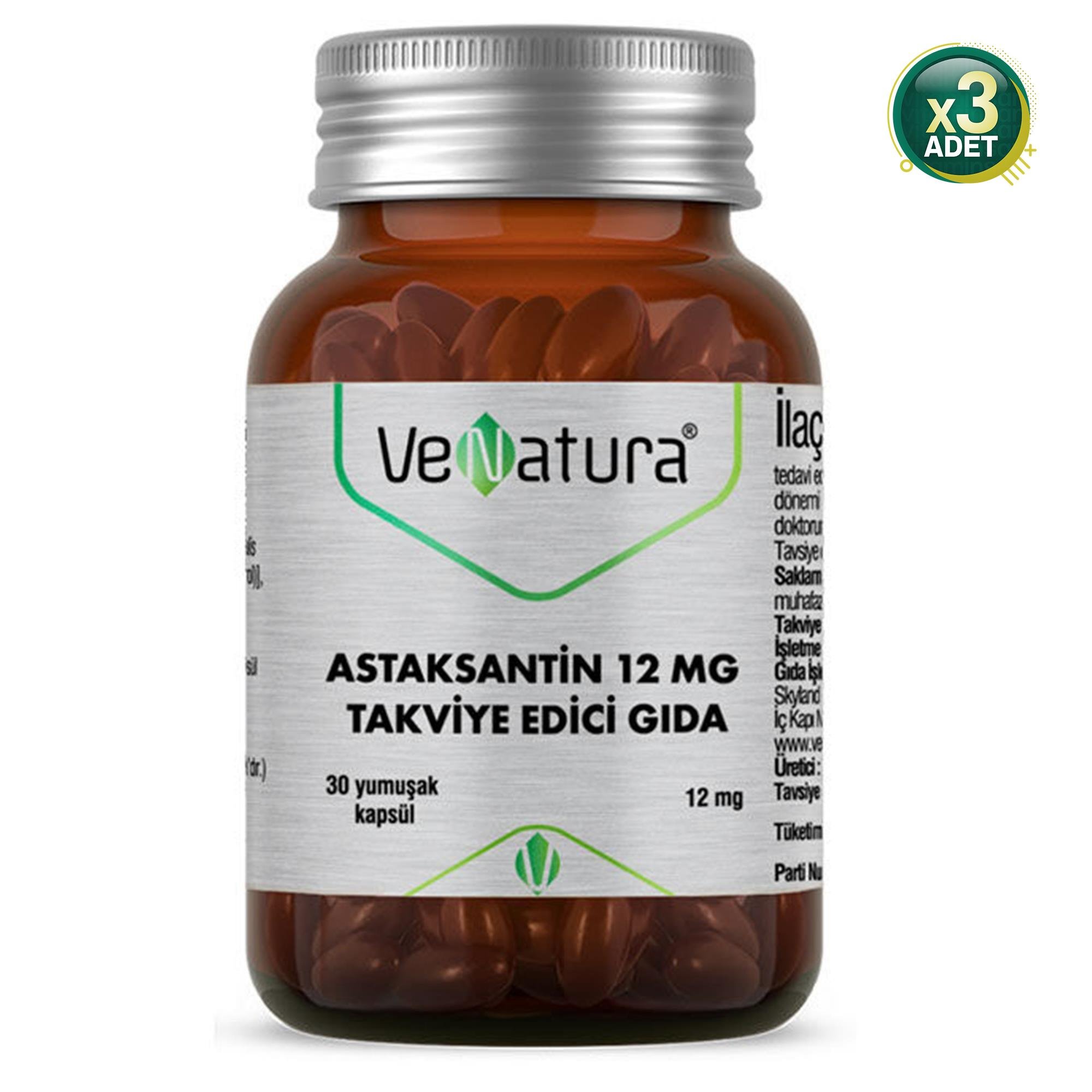 Venatura Astaksantin 12 mg 30 Kapsül 3 Adet