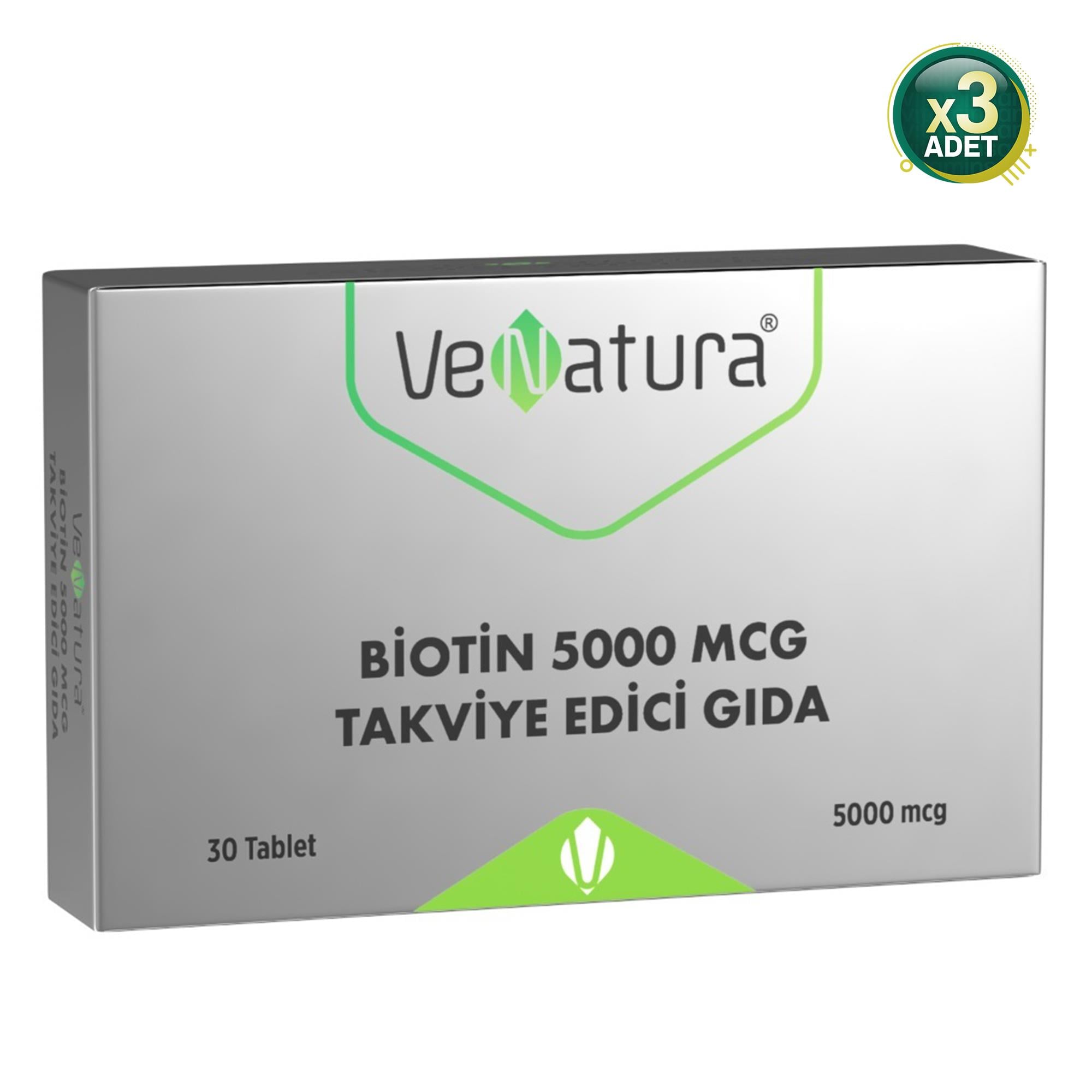 Venatura Biotin 5000 mcg 30 Tablet 3'lü