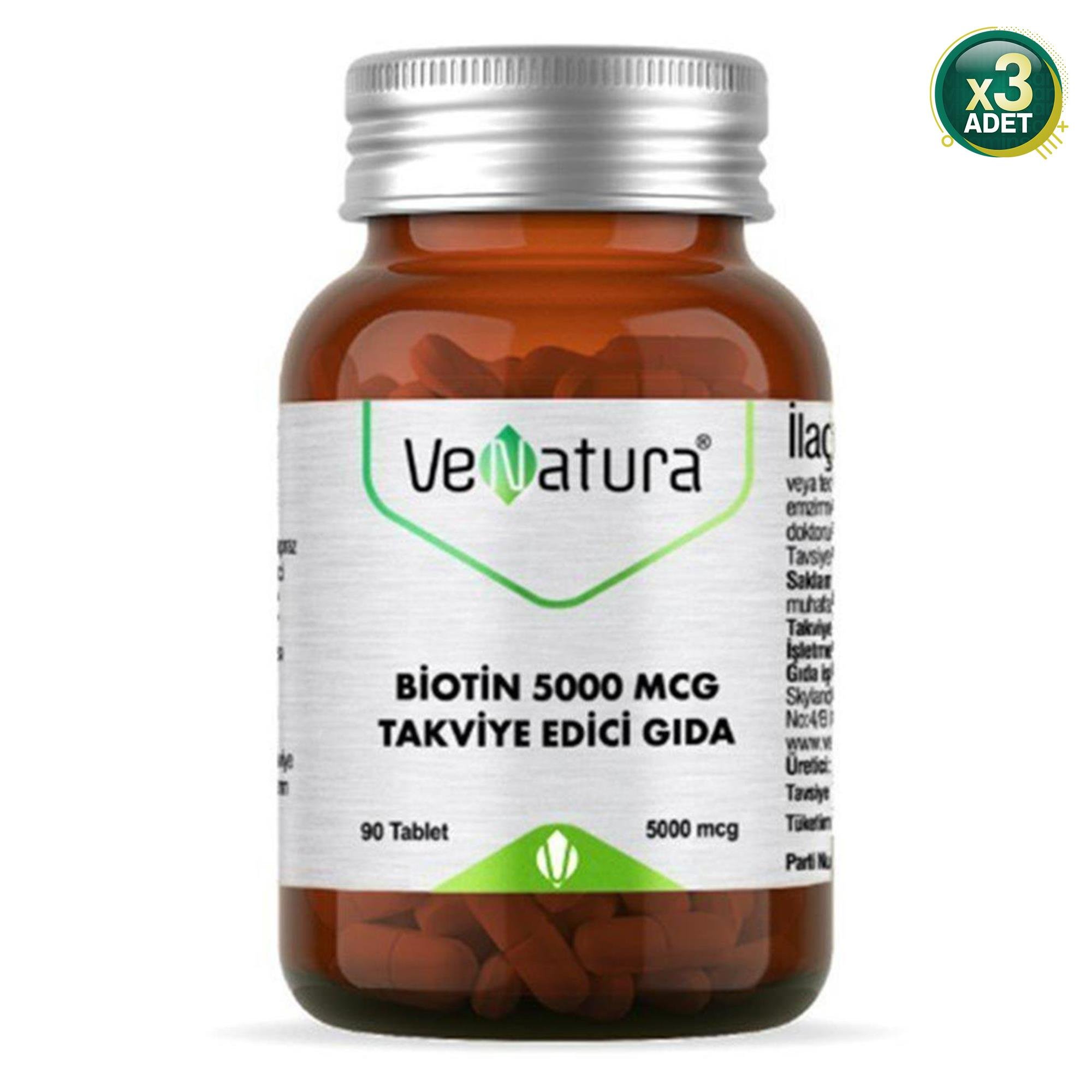 Venatura Biotin 5000 mcg 90 Tablet 3 Adet