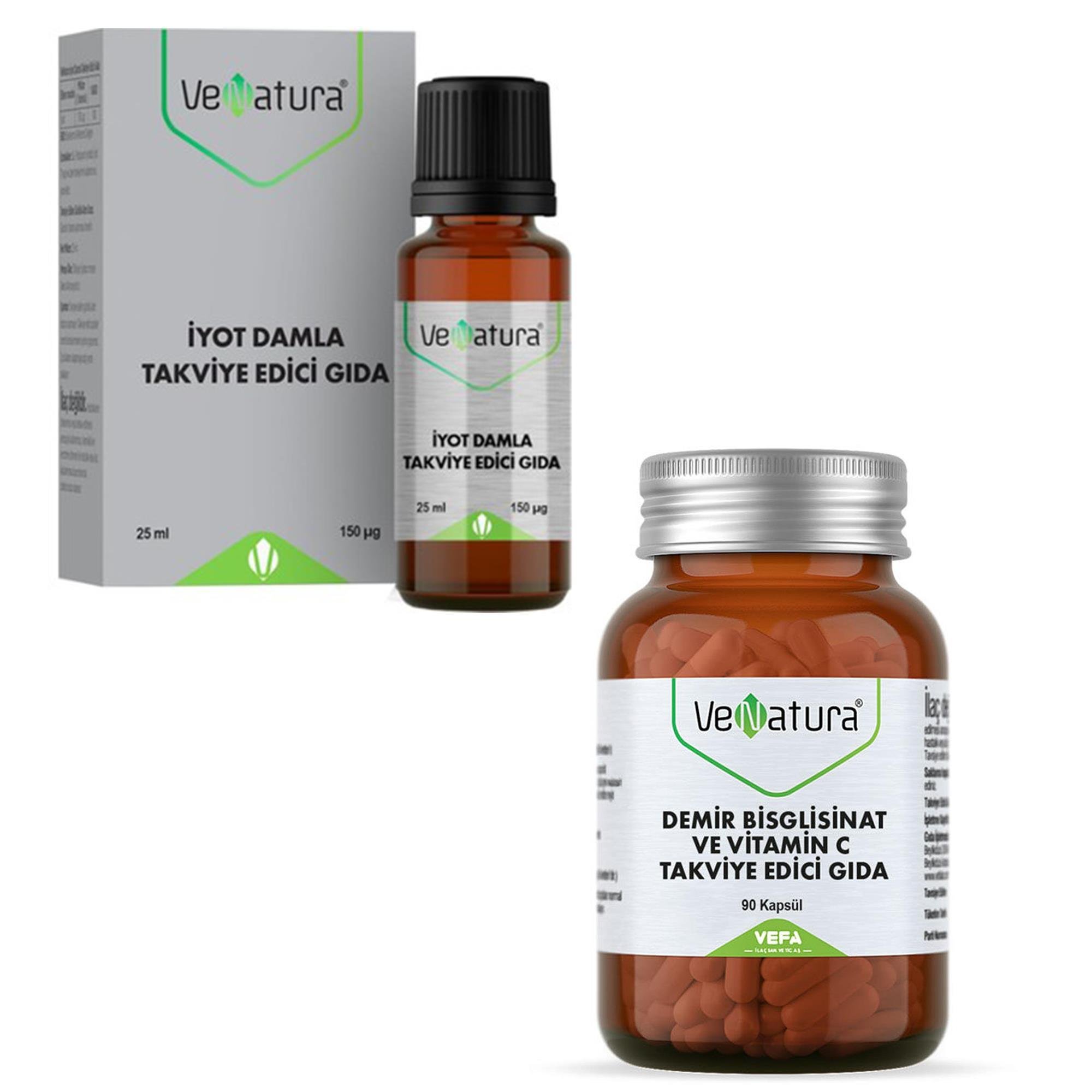 Venatura Iyot Damla 25 ml + Venatura Demir Bisglisinat 90 Kapsül