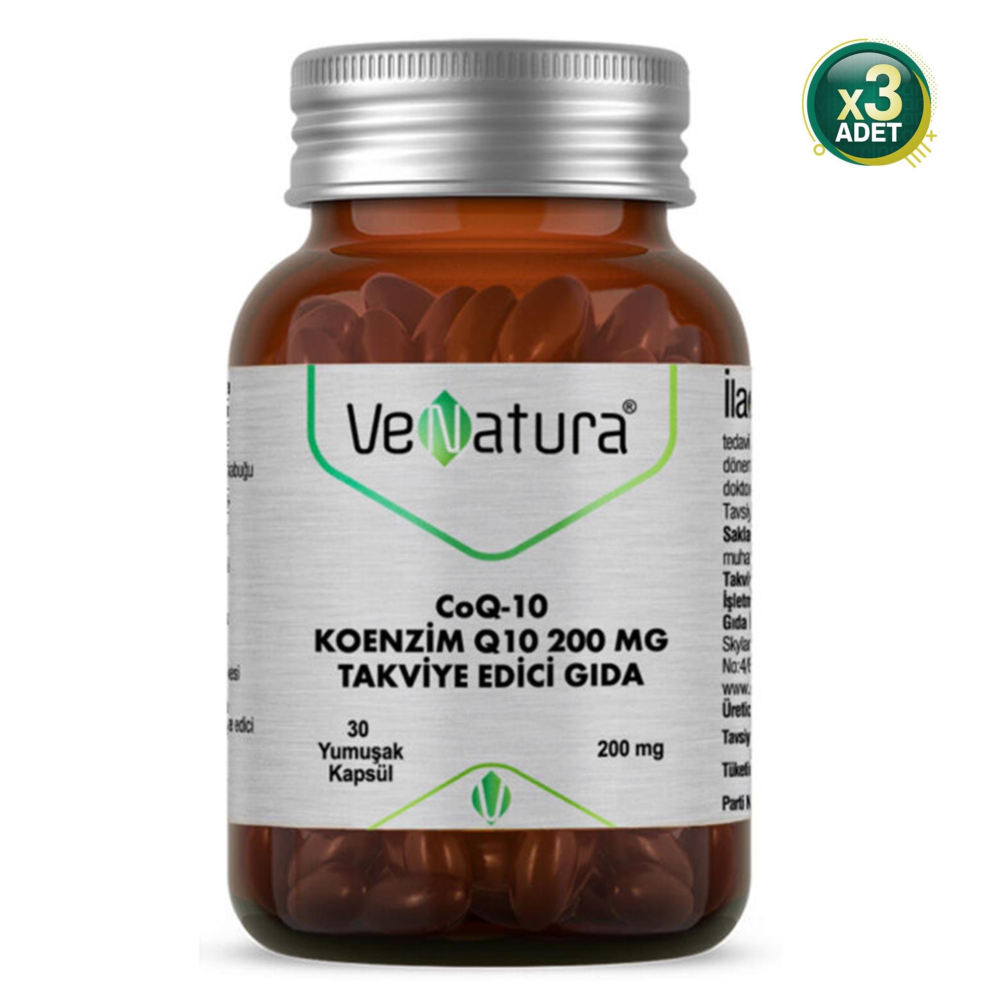 Venatura Koenzim Q10 200 mg 30 Yumuşak Kapsül 3 Adet