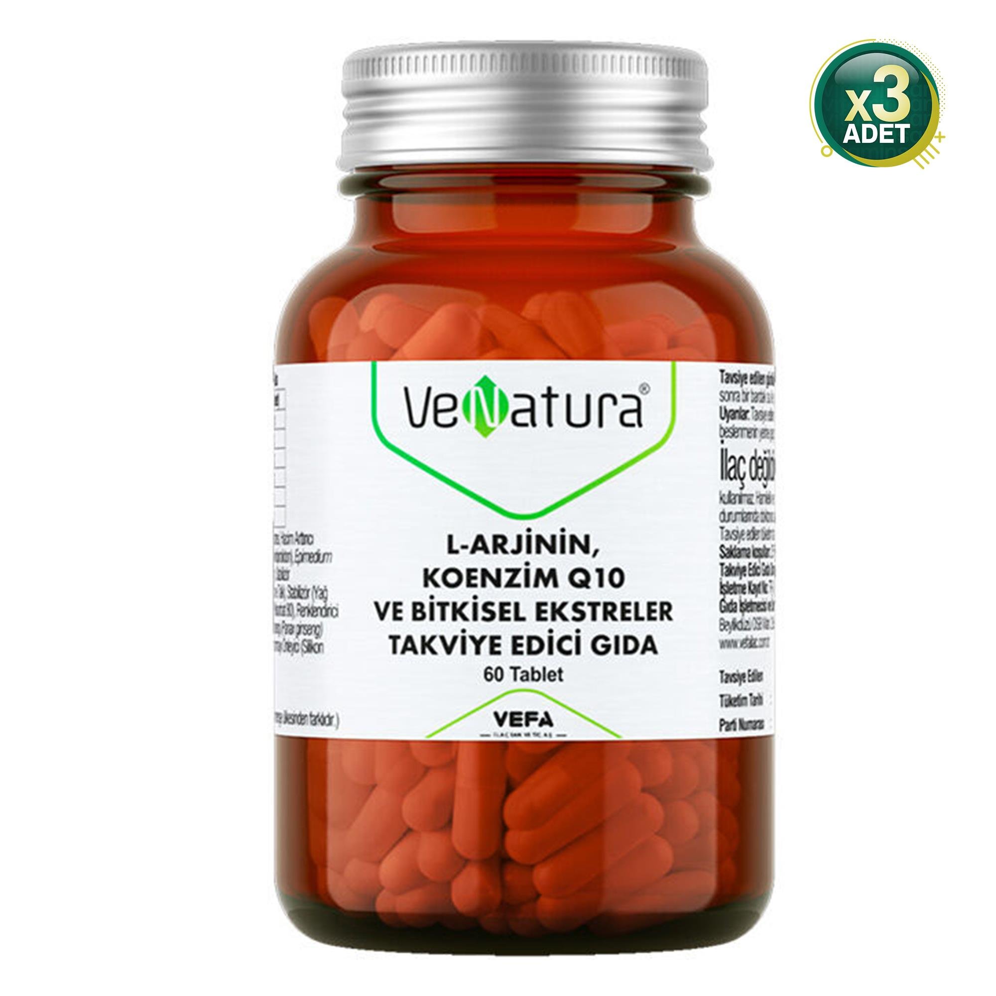 Venatura L-Arjinin Koenzim Q10 60 Tablet 3 Adet