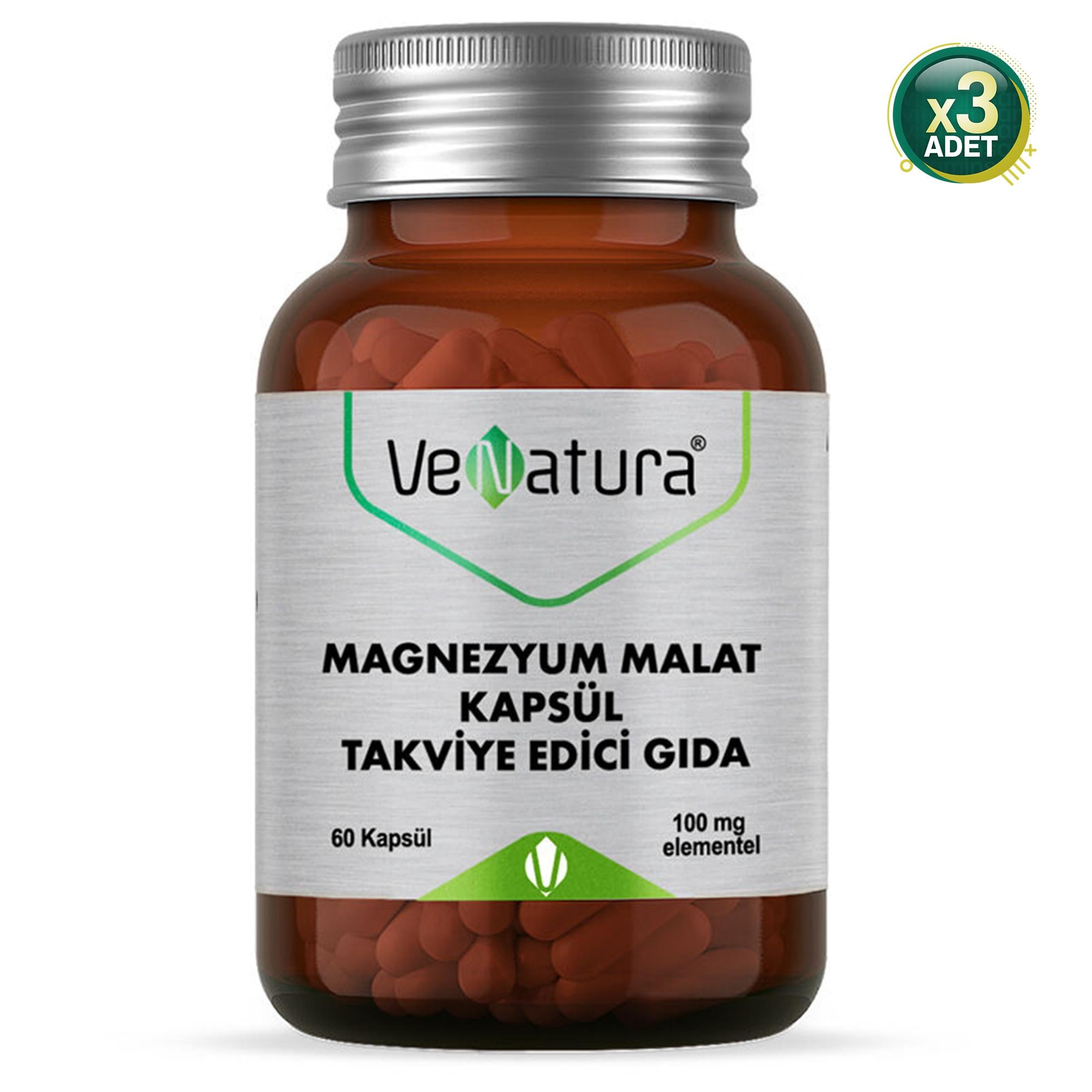 Venatura Magnezyum Malat 100 mg 60 Tablet 3'lü