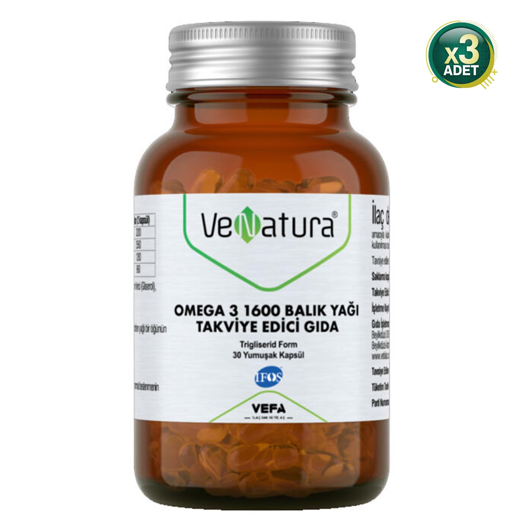 Venatura Omega 3 1600 mg 30 Kapsül 3 Adet