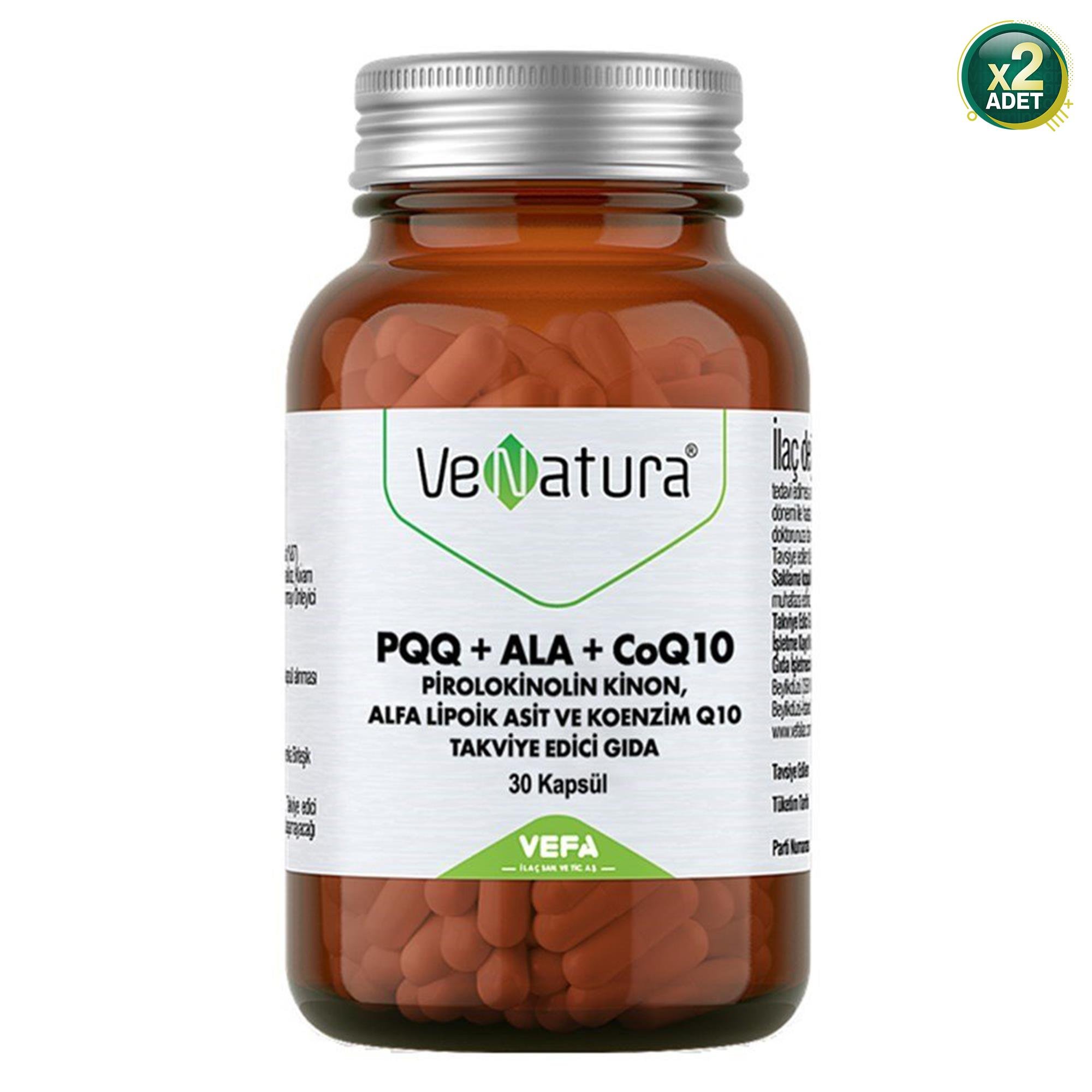 Venatura PQQ + ALA + CoQ10 30 Kapsül 2 Adet