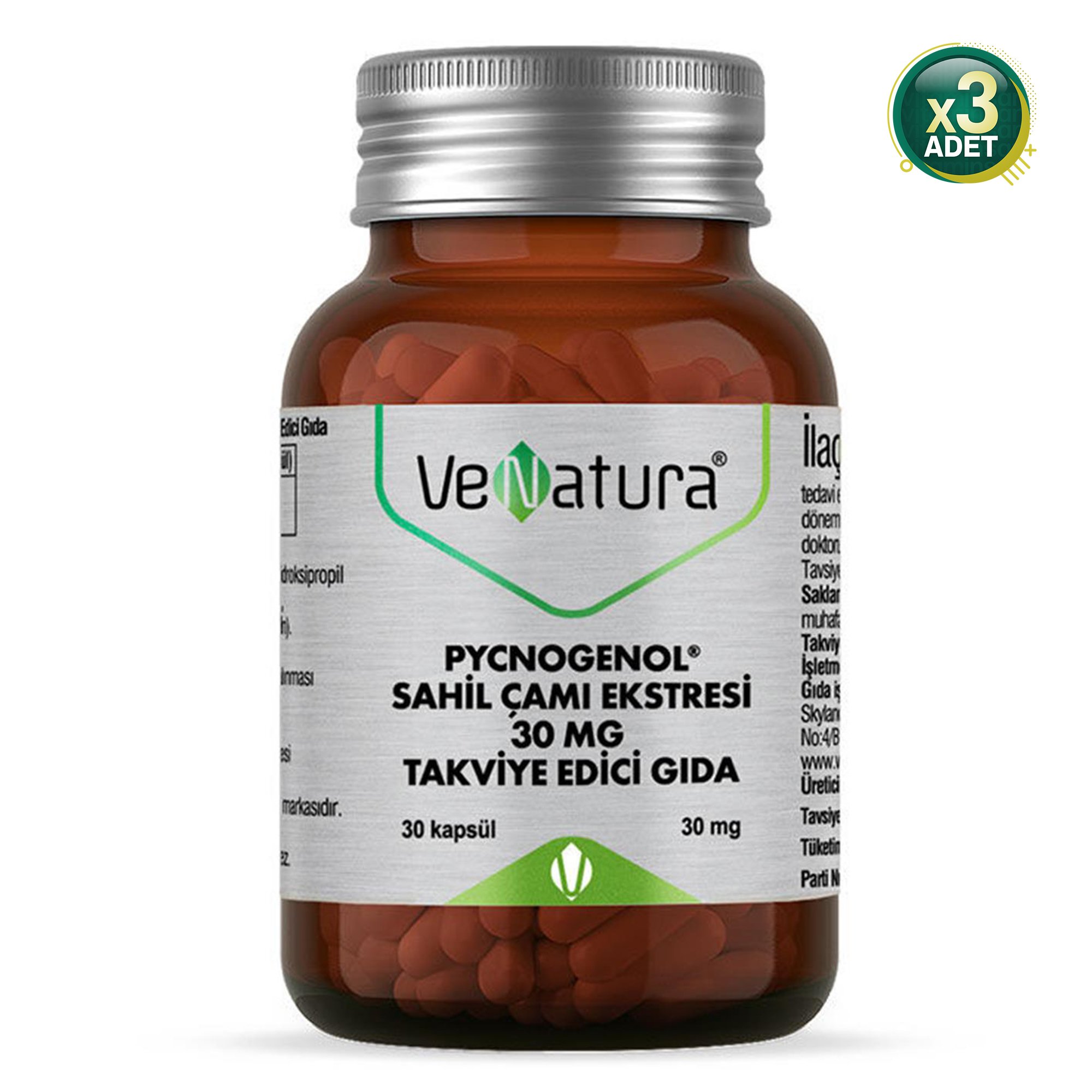 Venatura Pycnogenol Sahil Çamı Ekstresi 30 mg 30 Kapsül 3 Adet