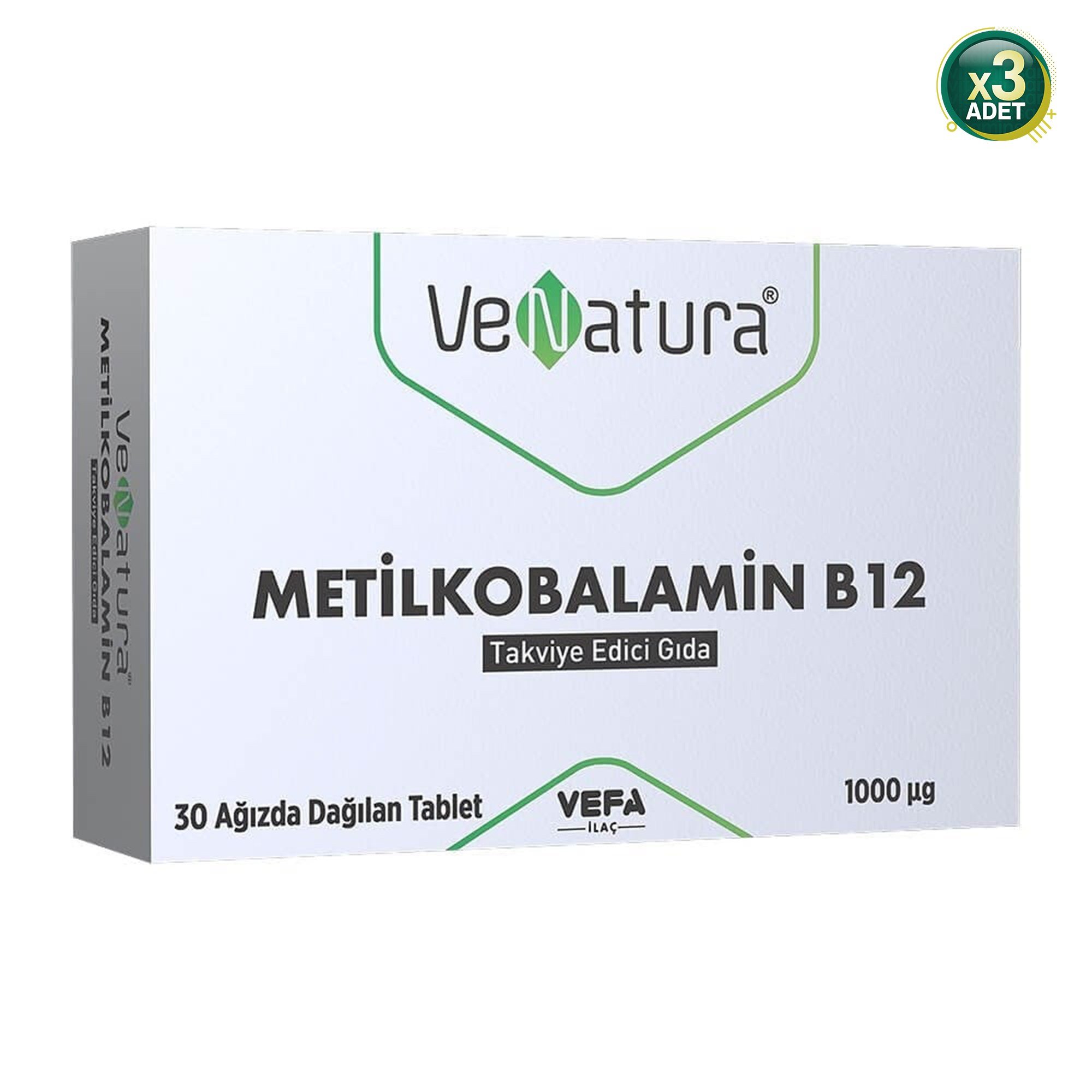 Venatura Vitamin B12 Metilkobalamin ODT 30 Tablet 3 Adet