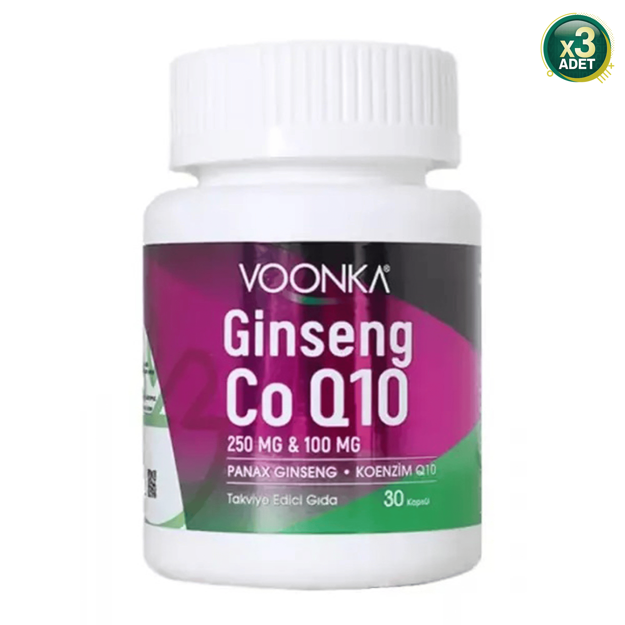 Vonka Voonka Ginseng CoQ10 Koenzim 30 Kapsül - 3 Adet (Toplam 90 Kapsül)