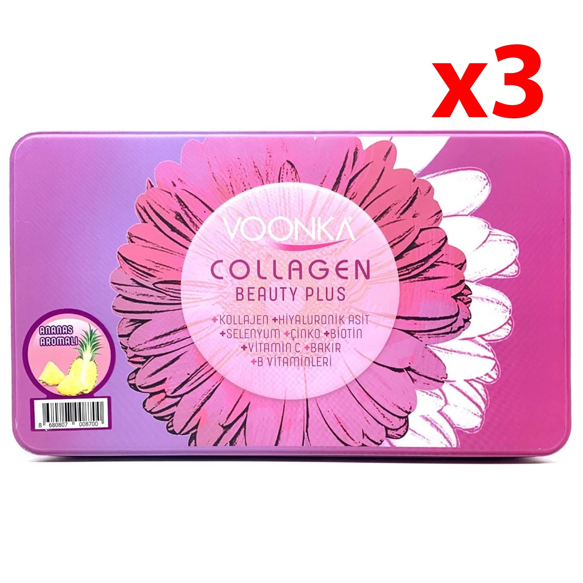 Voonka Collagen Beauty Plus 30 Saşe Ananas Aromalı 3 Adet