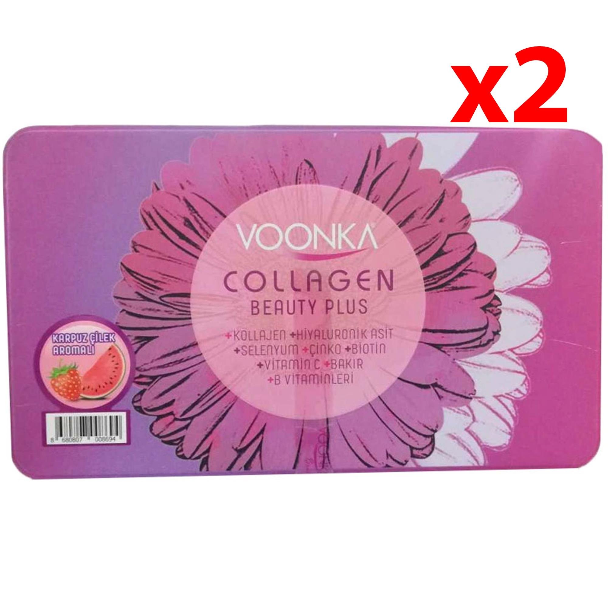 Voonka Collagen Beauty Plus 30 Saşe Çilek & Karpuz Aromalı 2 Adet