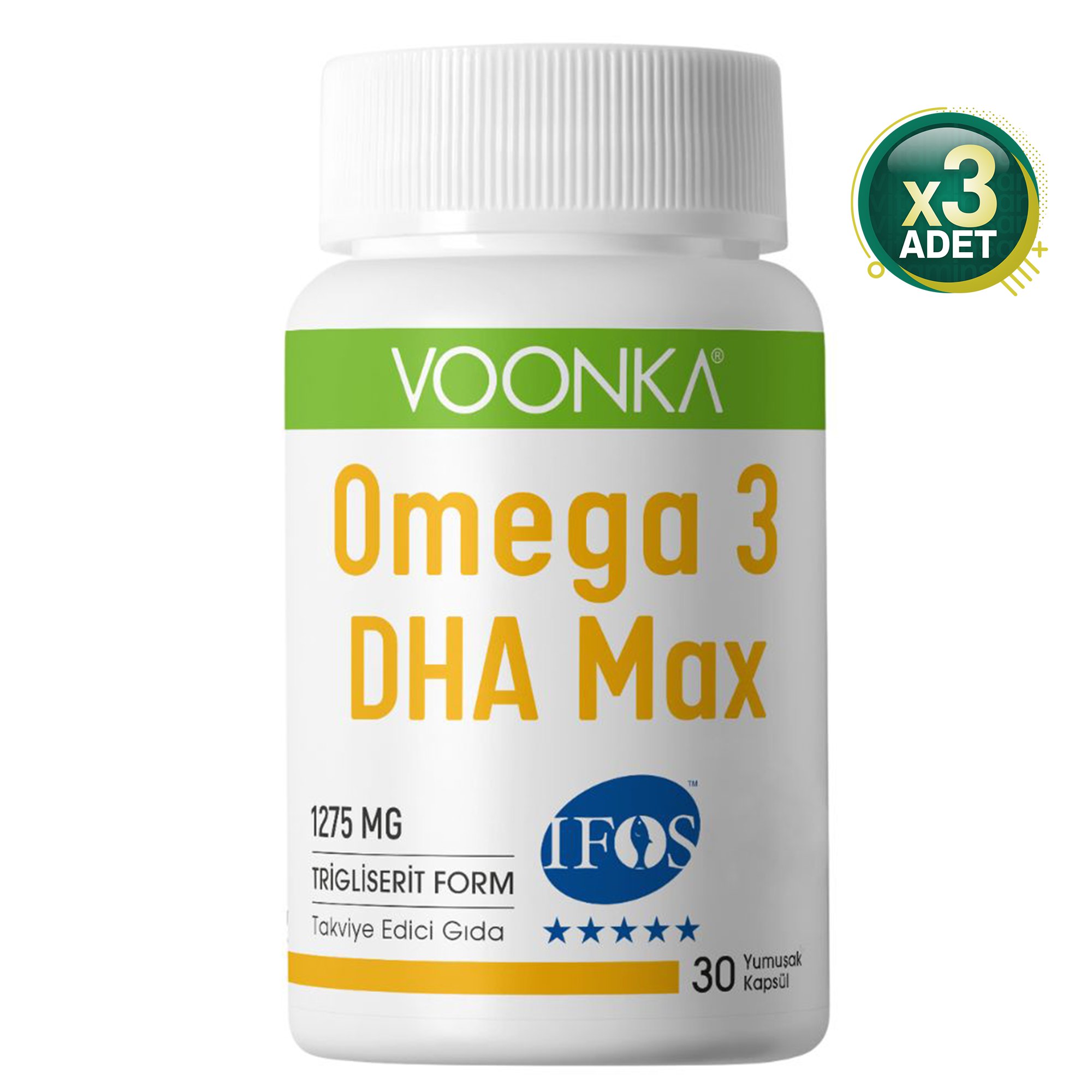 Voonka Omega-3 DHA Max 1275 mg 30 Kapsül 3 Kutu