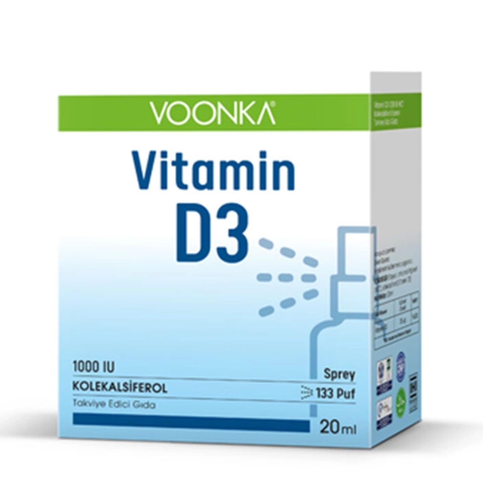 Voonka Vitamin D3 1000 IU Yetişkin Sprey 20 ml