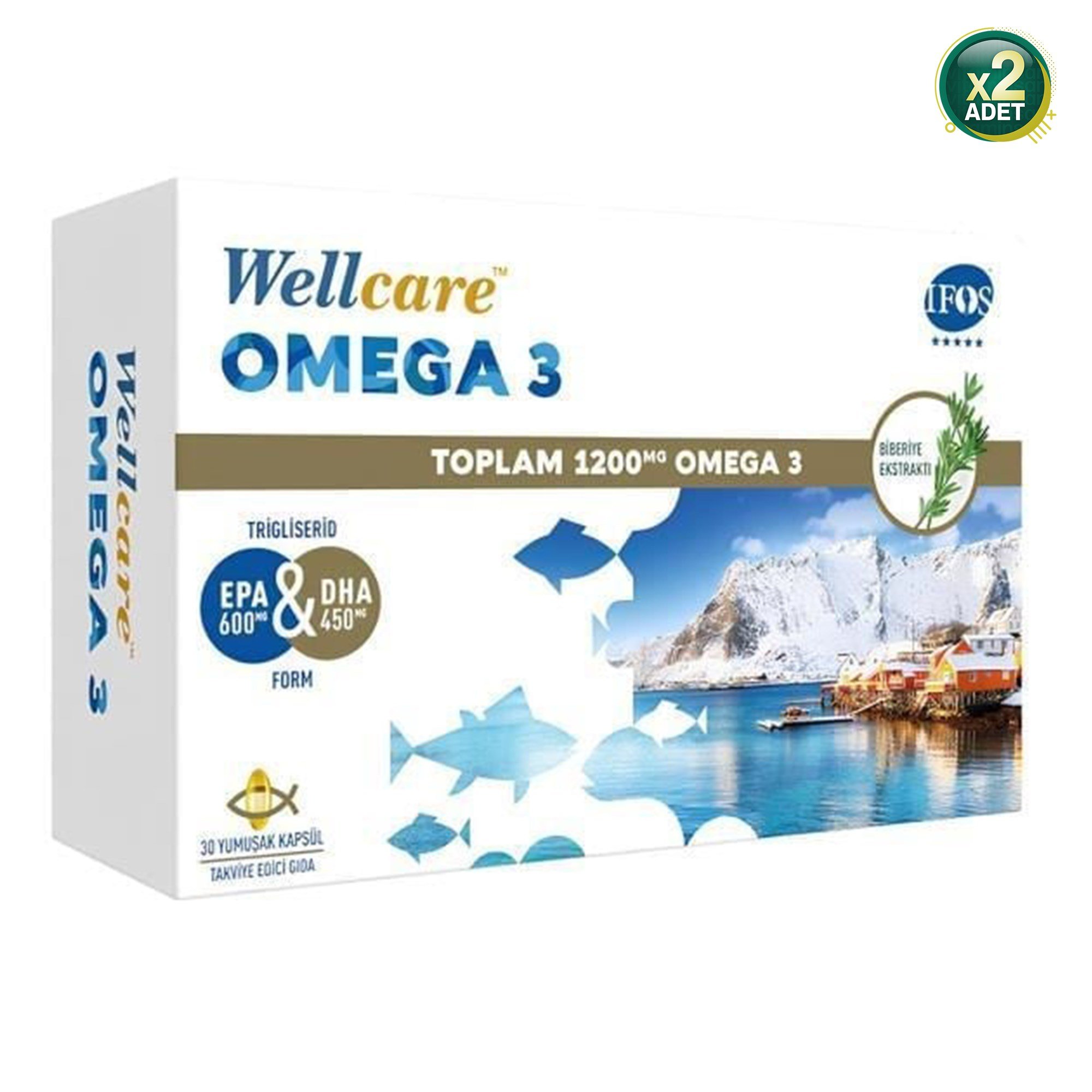 Wellcare Omega 3 Balık Yağı 1200 Mg 30 Kapsül 2 Kutu - Badem - Kakao