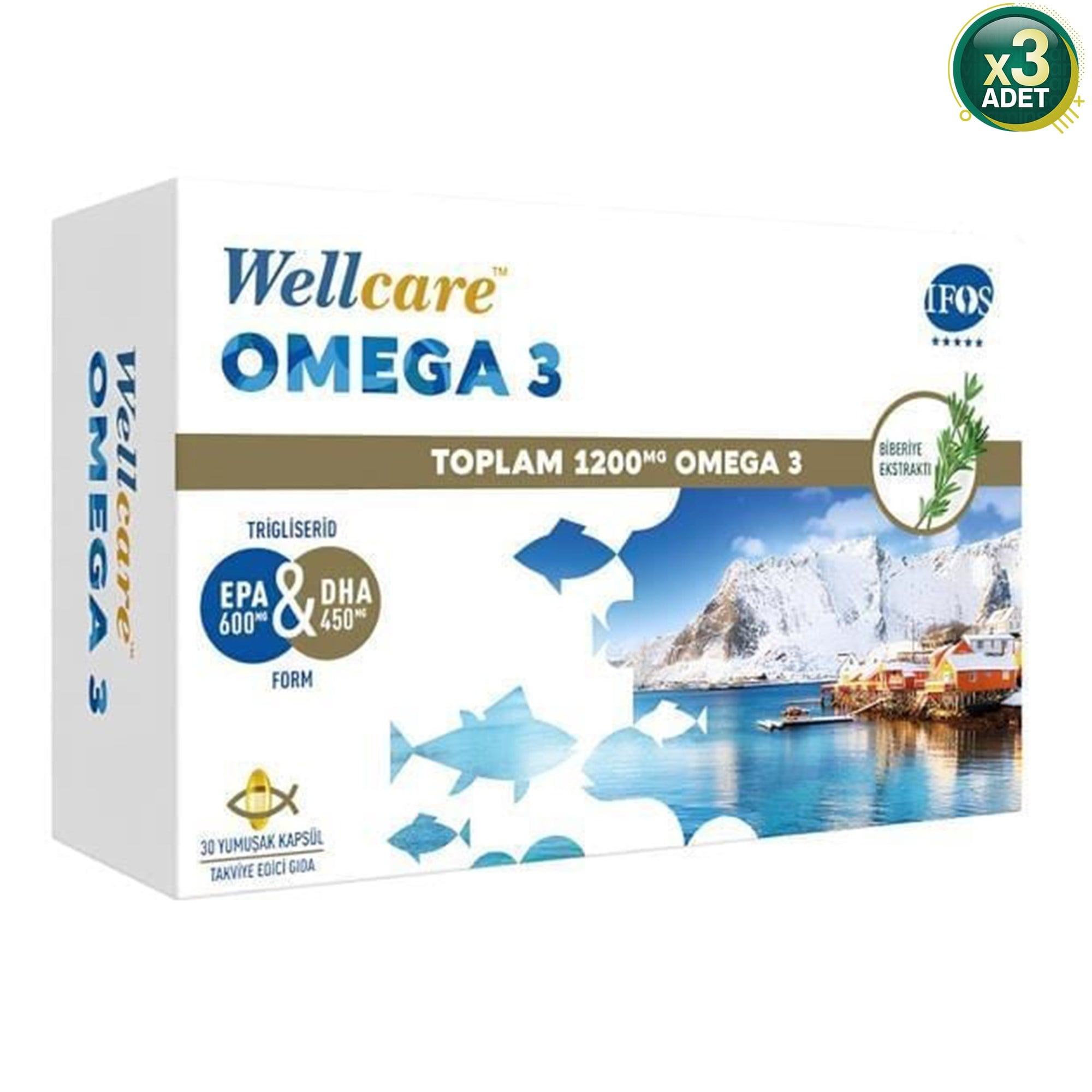 Wellcare Omega 3 Balık Yağı 1200 Mg 30 Kapsül 3 Kutu - Antep Fıstığı - Kakao