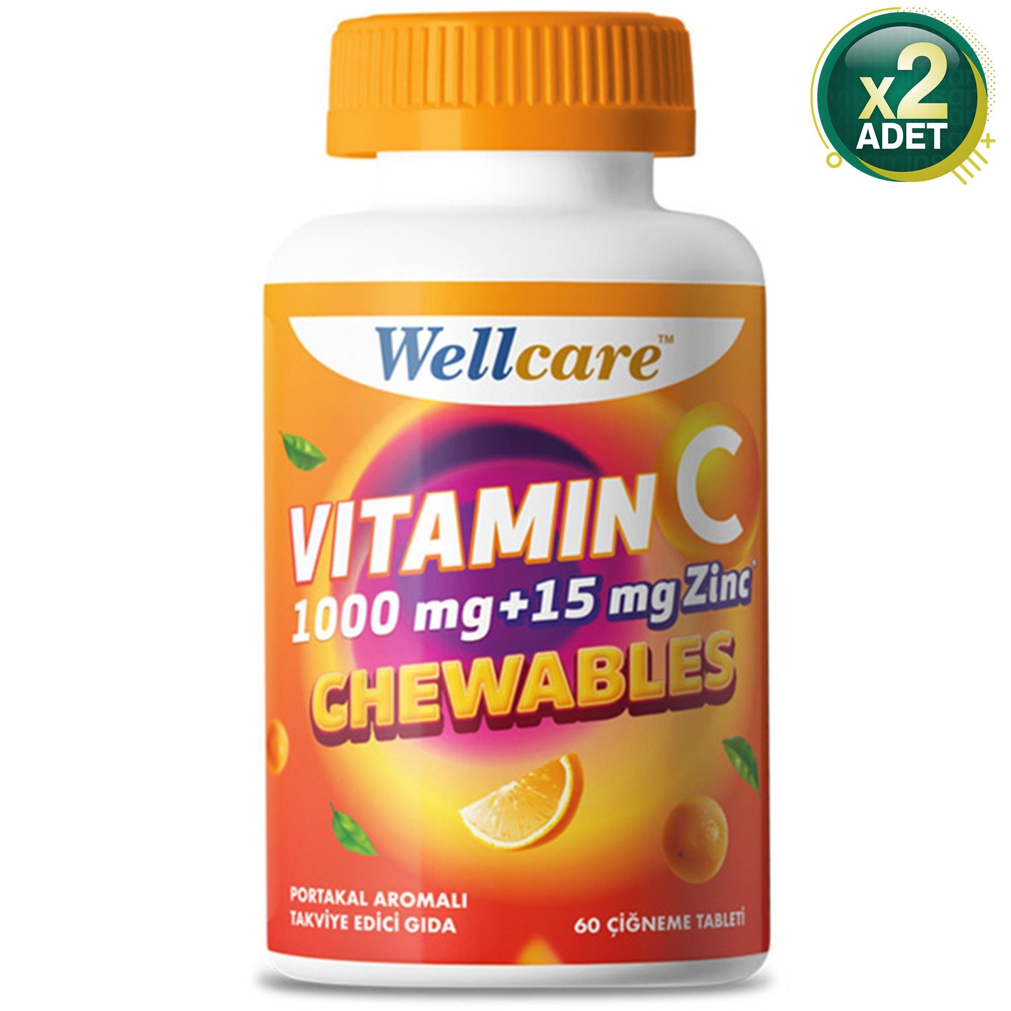 Wellcare Vitamin C ve Çinko 60 Çiğneme Tableti 2 Adet