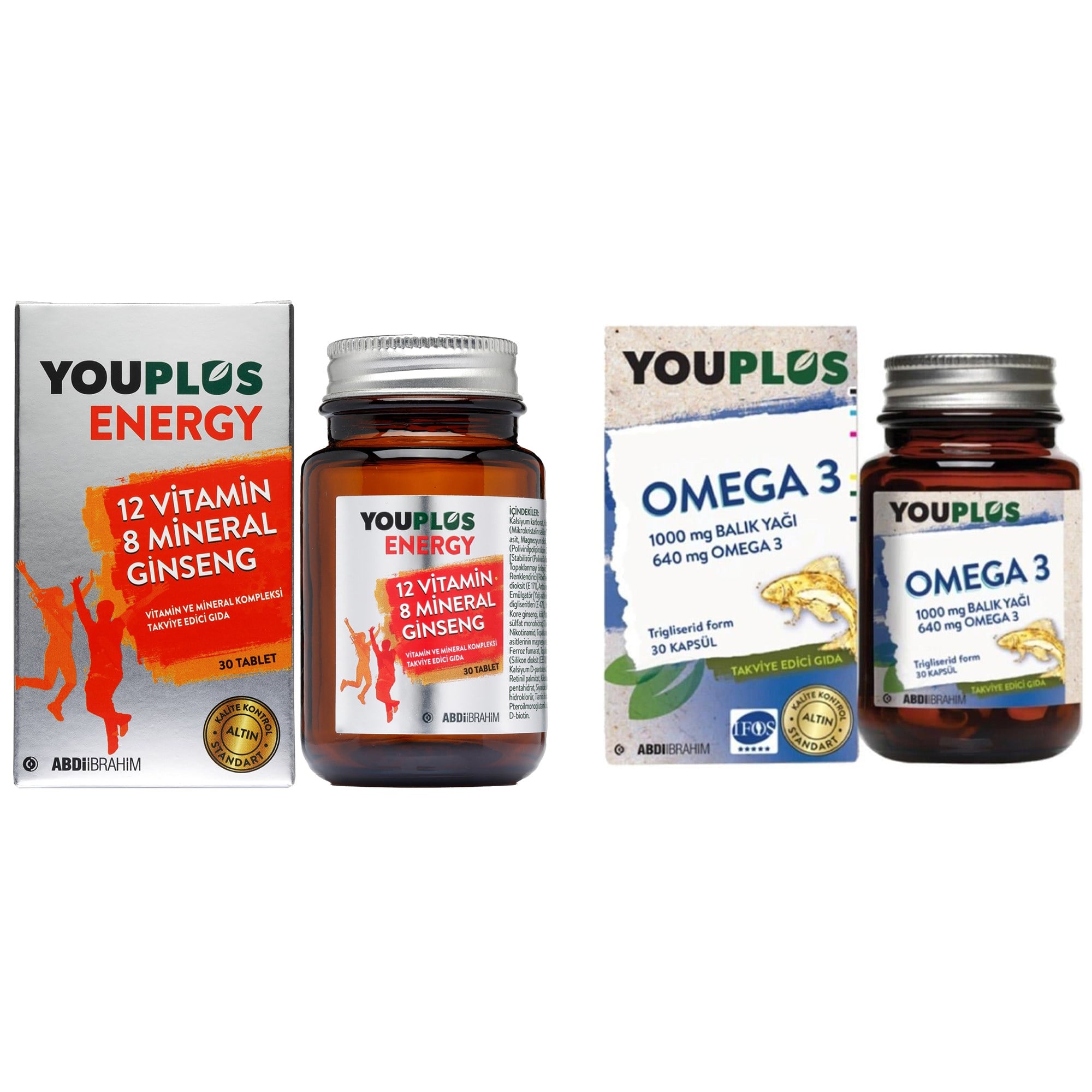 Youplus Energy Vitamin Mineral Kompleksi 30 Tablet + Youplus Omega 3 30 Kapsül
