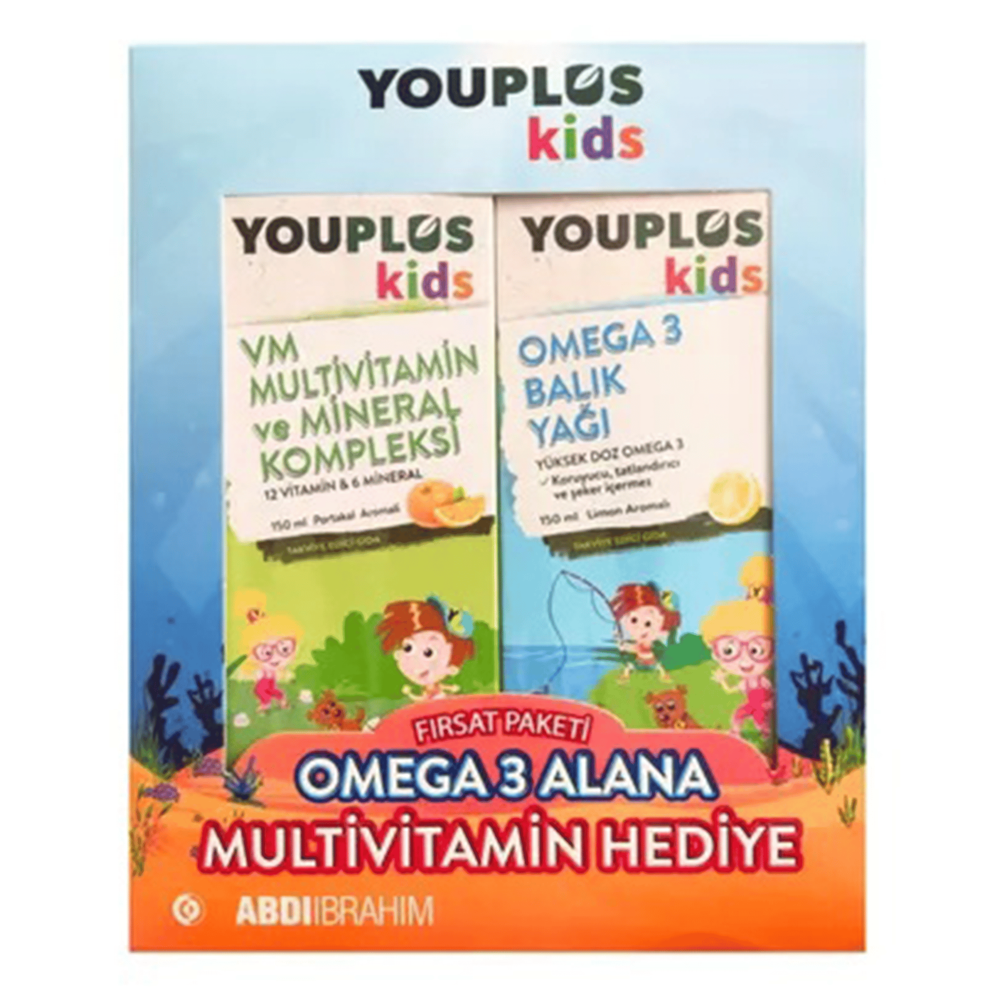 YouPlus Kids Omega 3 150 ml Balık Yağı + Kids 150 ml VM