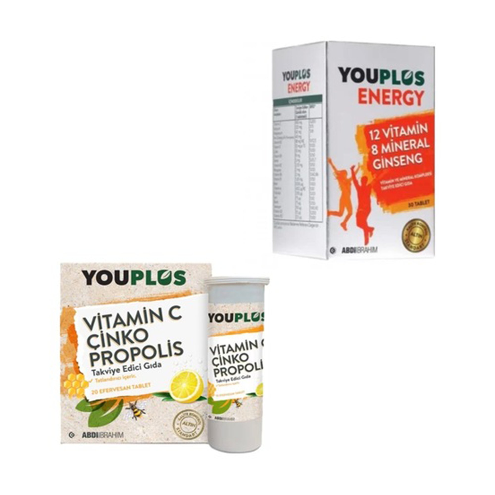 Youplus Vitamin C Çinko Propolis 20 Efervesan Tablet + Youplus Energy 30 Tablet
