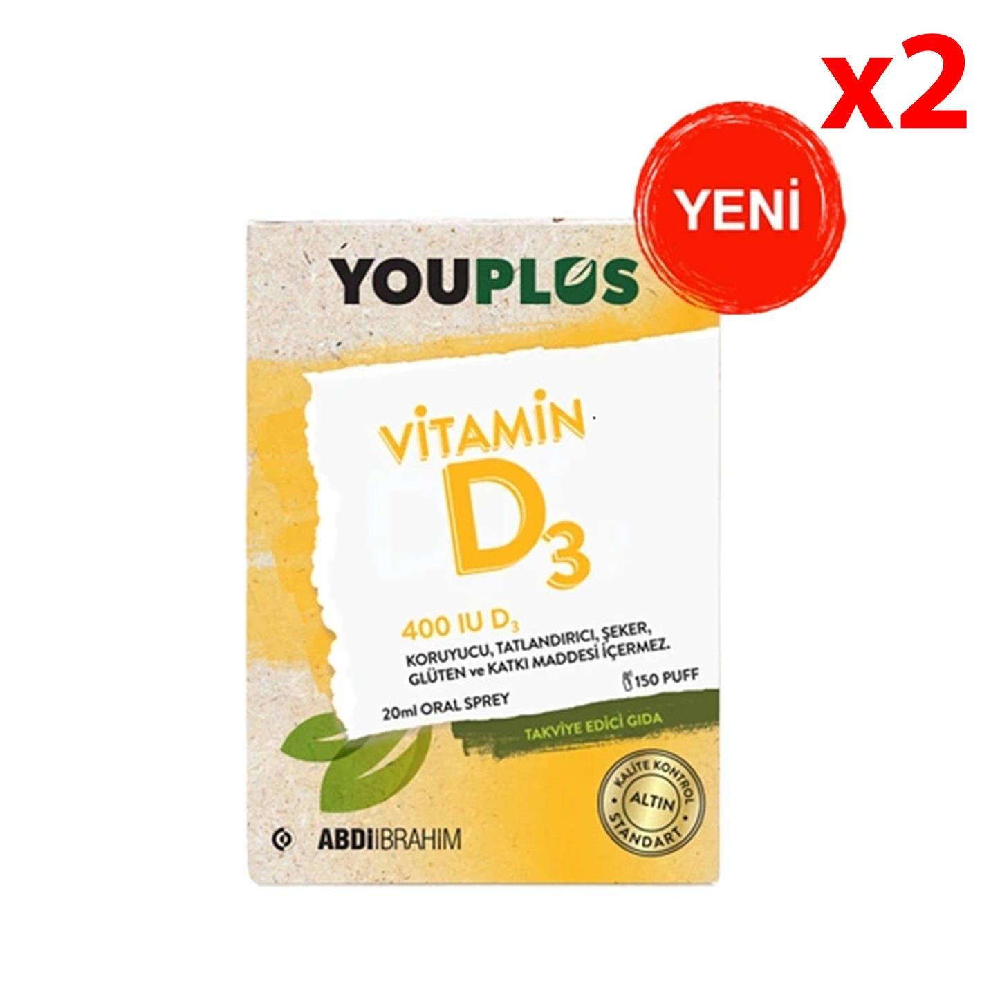 Youplus Vitamin D3 400 IU Damla 20 ml 2 Adet