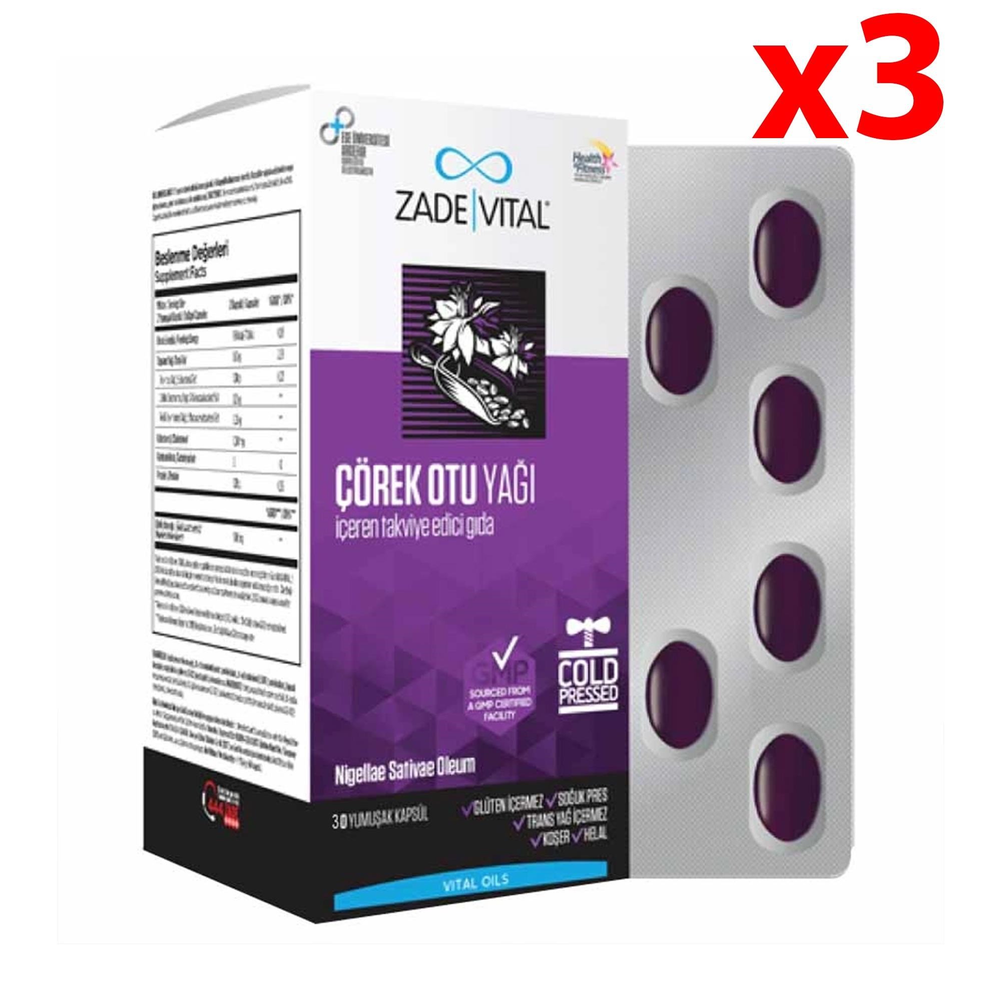 Zade Vital Çörek Otu Yağı Blister 60 Kapsül 3 Adet