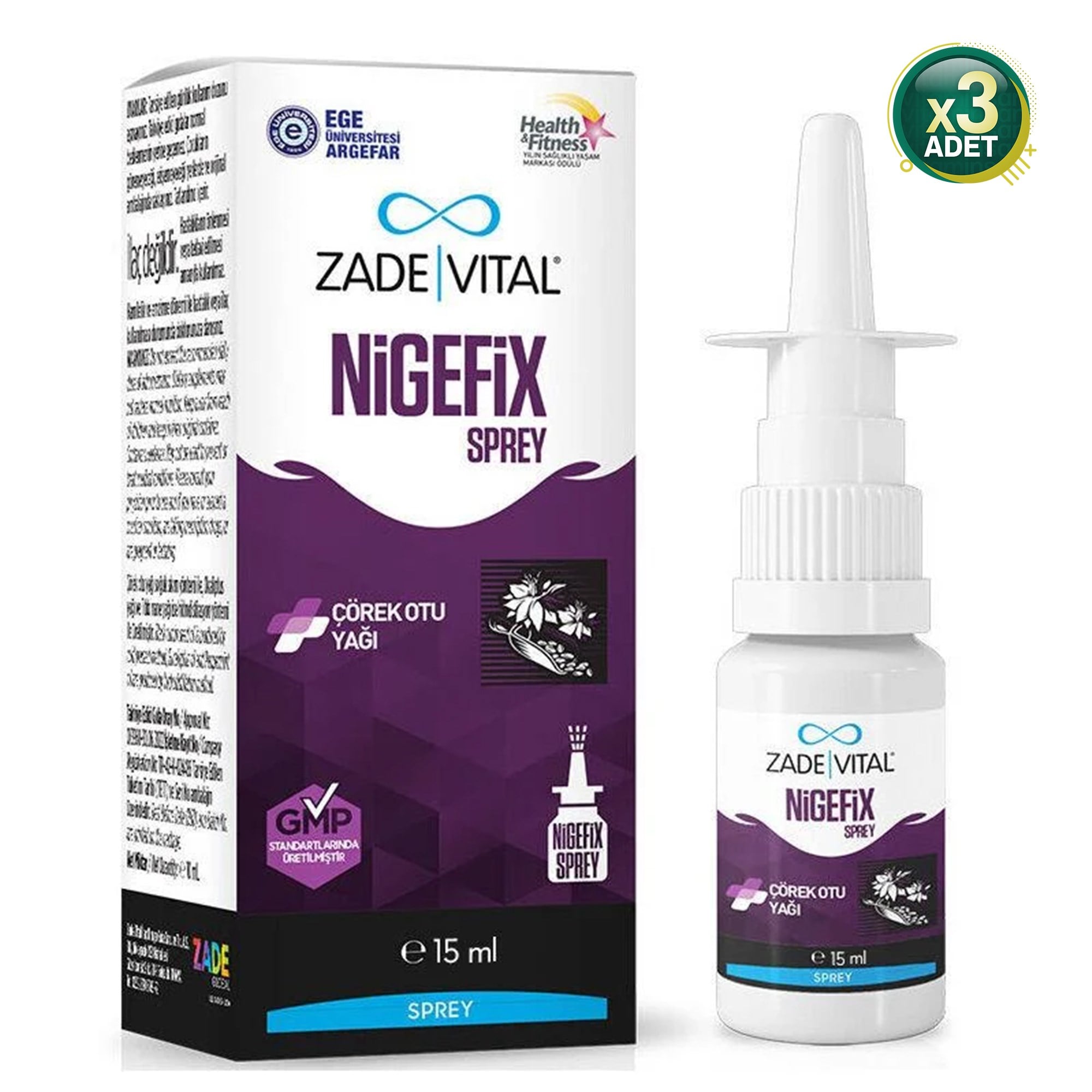 Zade Vital Nigefix Nazal Sprey 15 ml 3 Adet