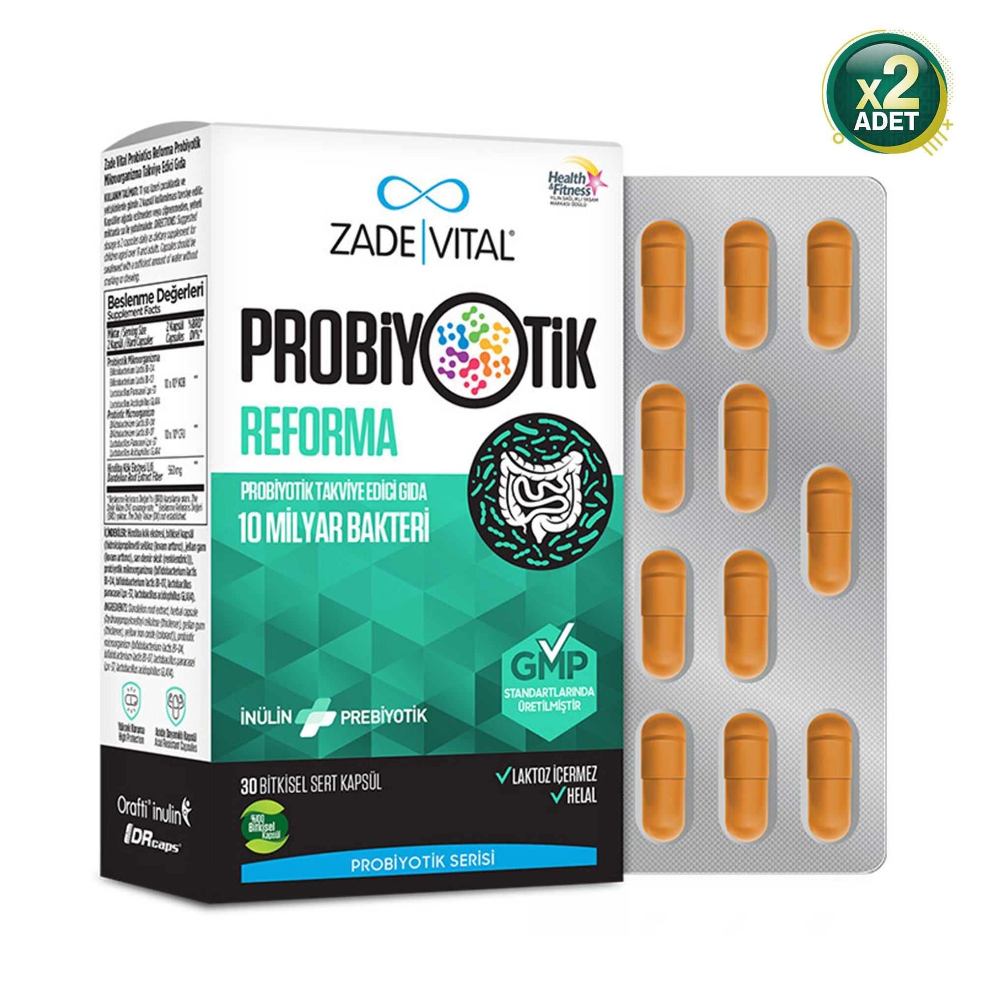 Zade Vital Probiyotik Reforma 30 Kapsül 2 Adet