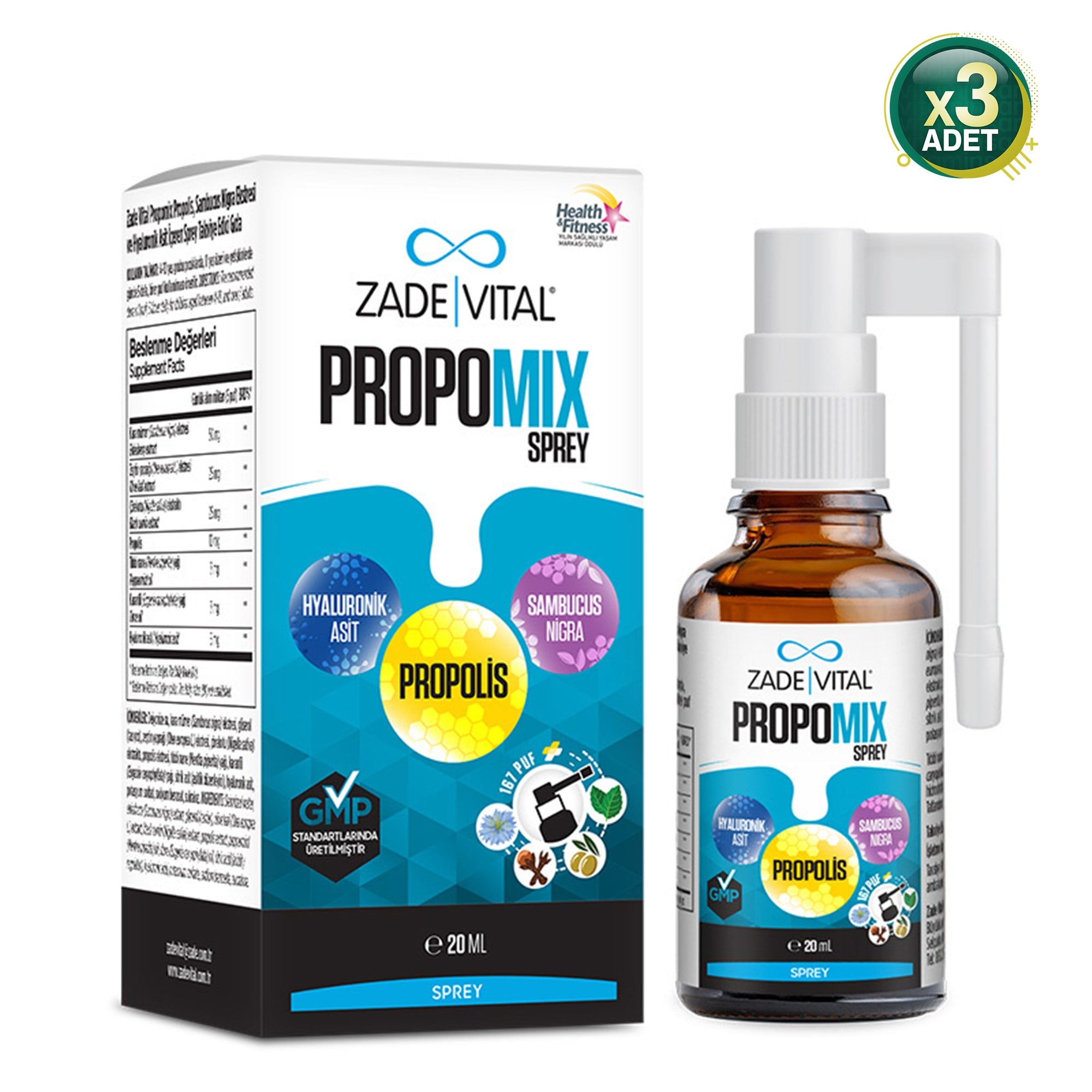 Zade Vital Propomix Sprey 20 ml 3 Adet